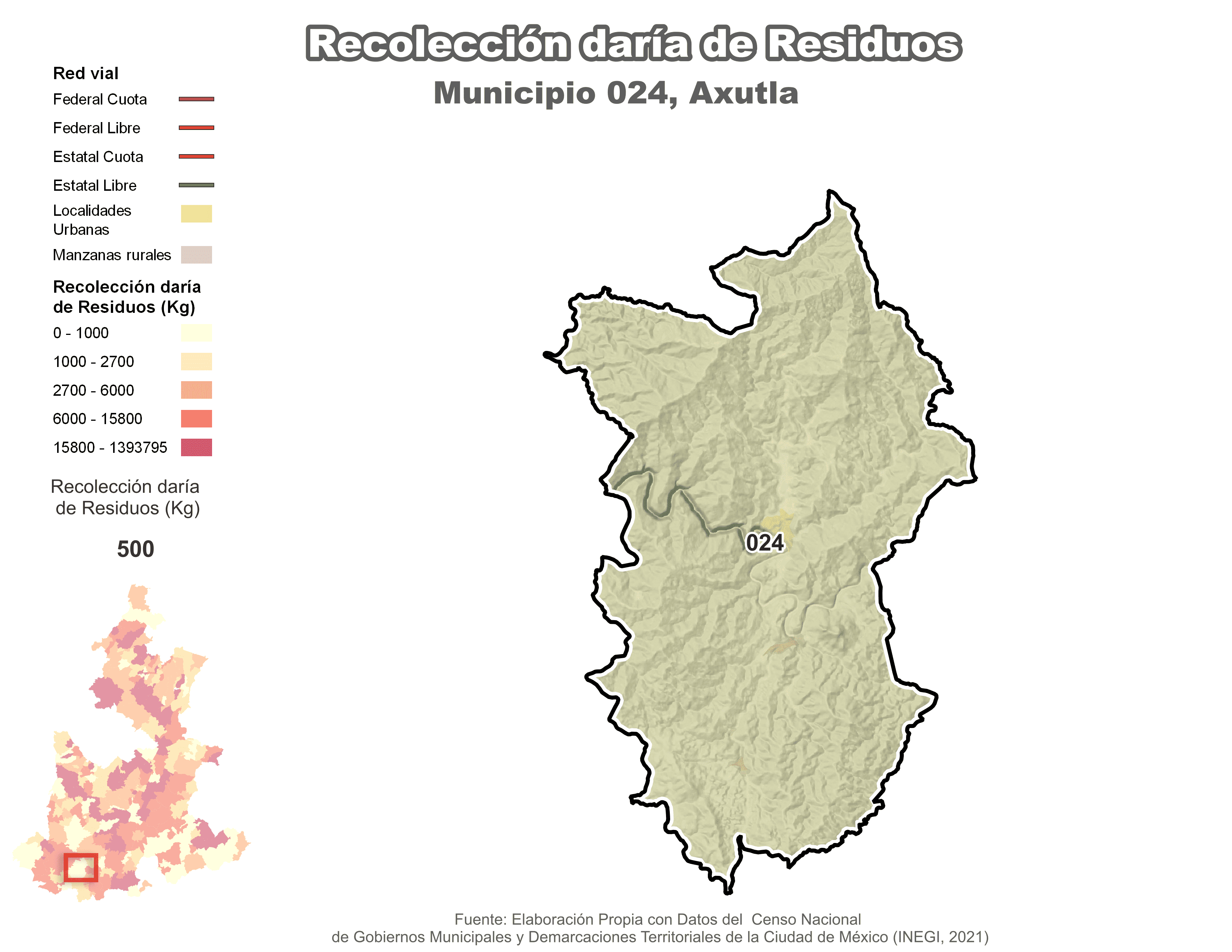 Biblioteca de Mapas - Recolección de residuos en municipio de Axutla