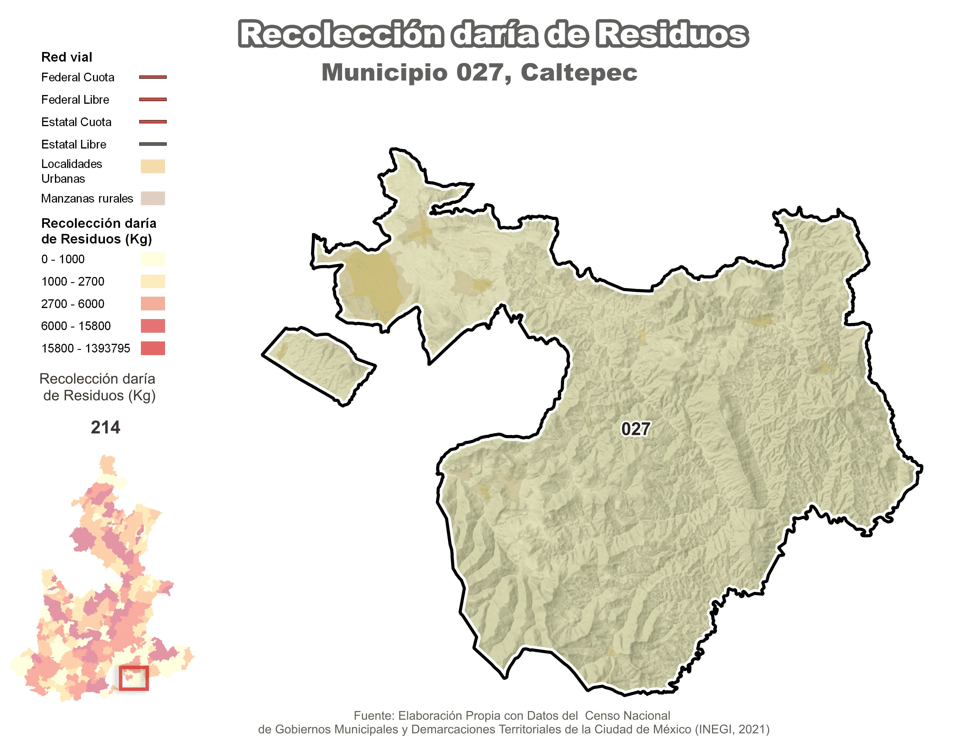 Biblioteca de Mapas - Recolección de residuos en municipio de Caltepec