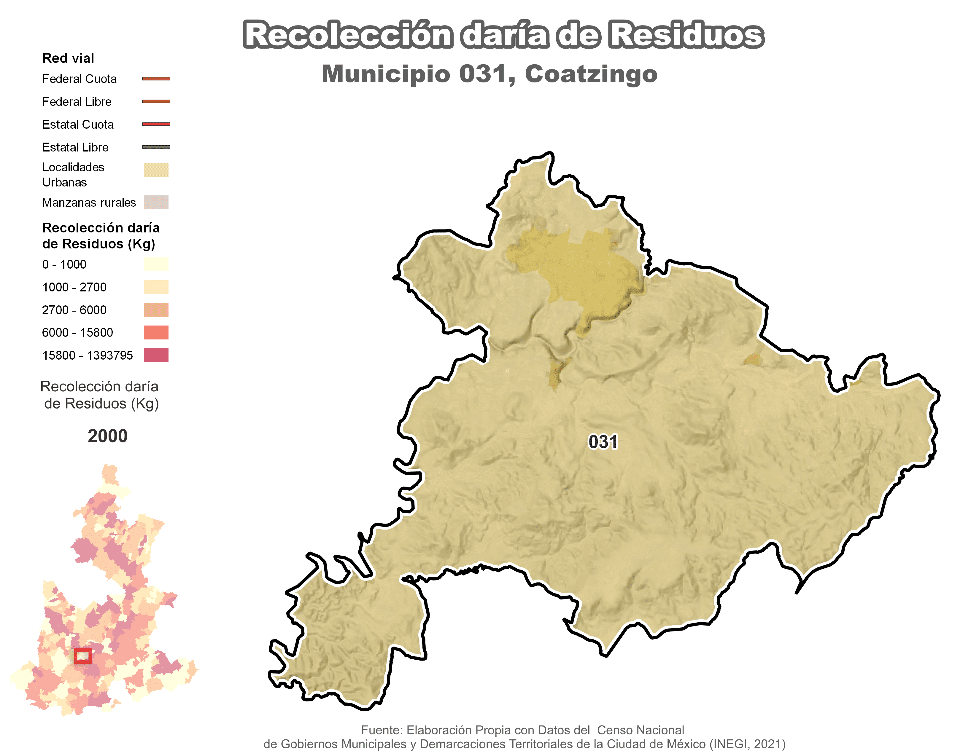 Biblioteca de Mapas - Recolección de residuos en municipio de Coatzingo