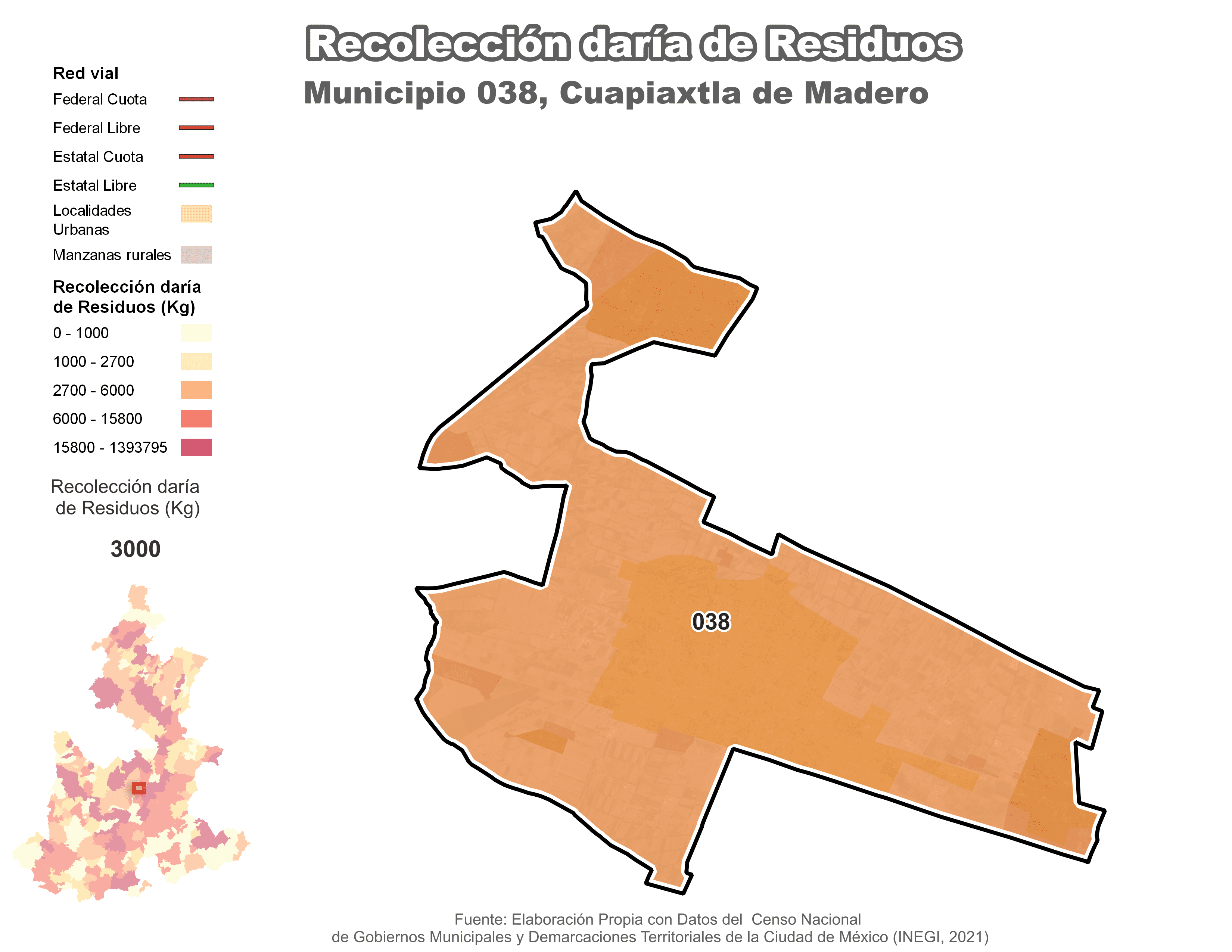 Biblioteca de Mapas - Recolección de residuos en municipio de Cuapiaxtla de Madero