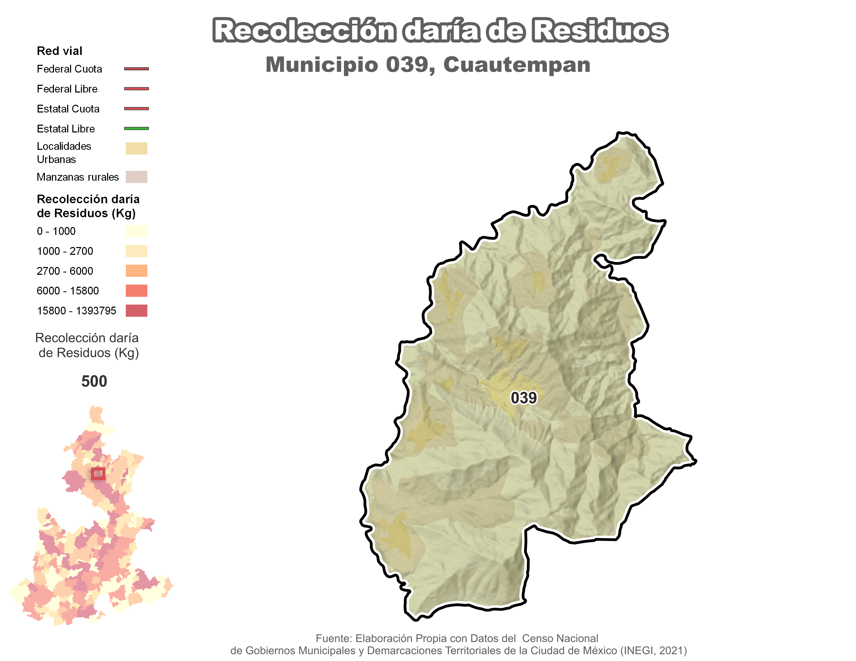 Biblioteca de Mapas - Recolección de residuos en municipio de Cuautempan