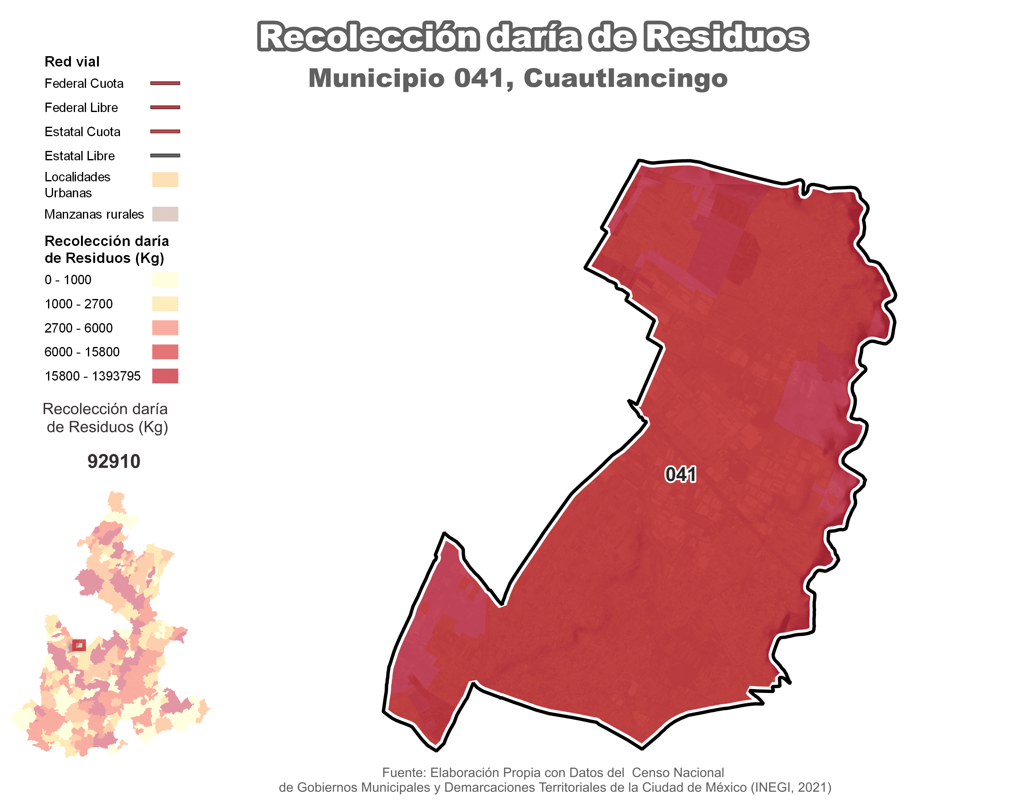 Biblioteca de Mapas - Recolección de residuos en municipio de Cuautlancingo