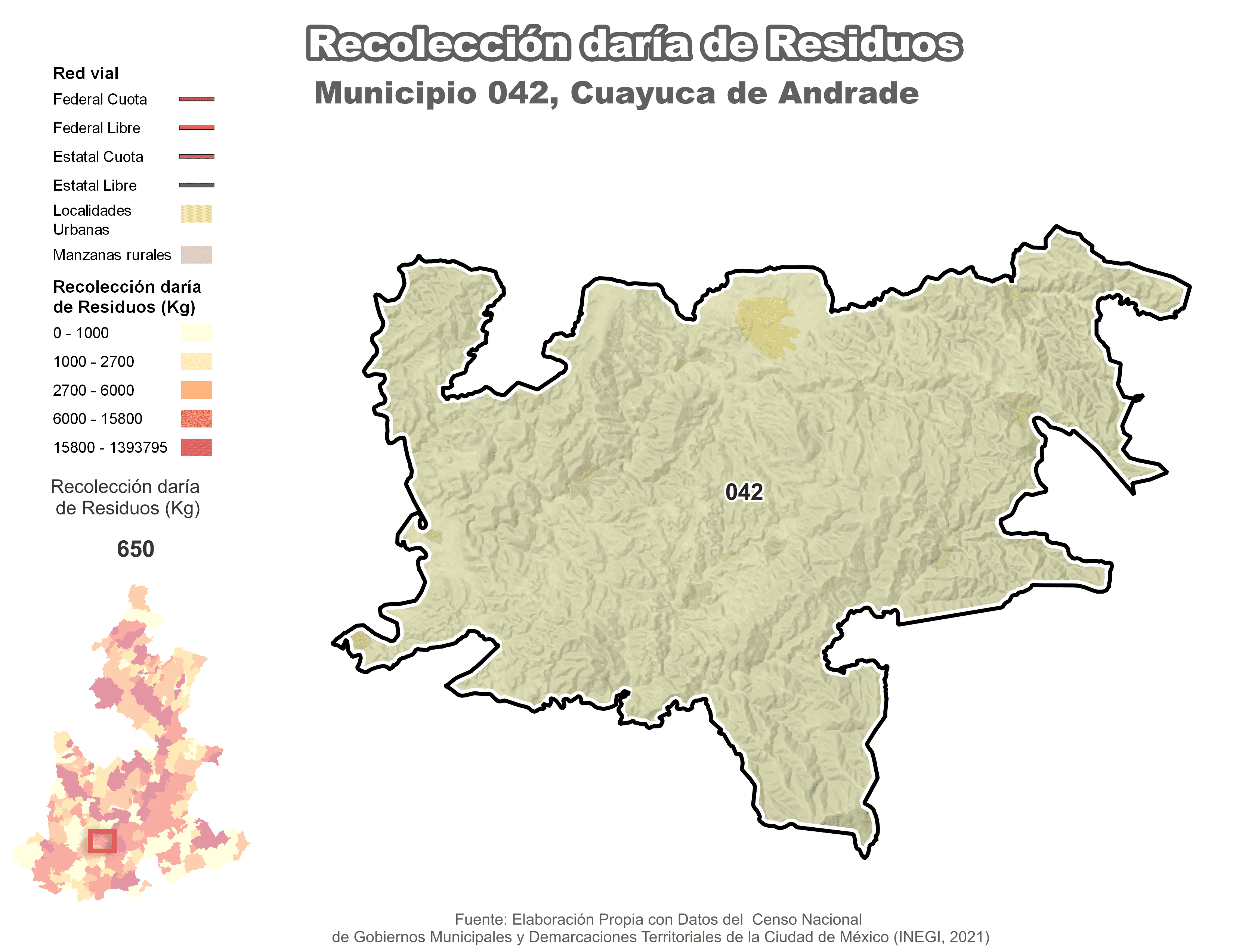 Biblioteca de Mapas - Recolección de residuos en municipio de Cuayuca de Andrade