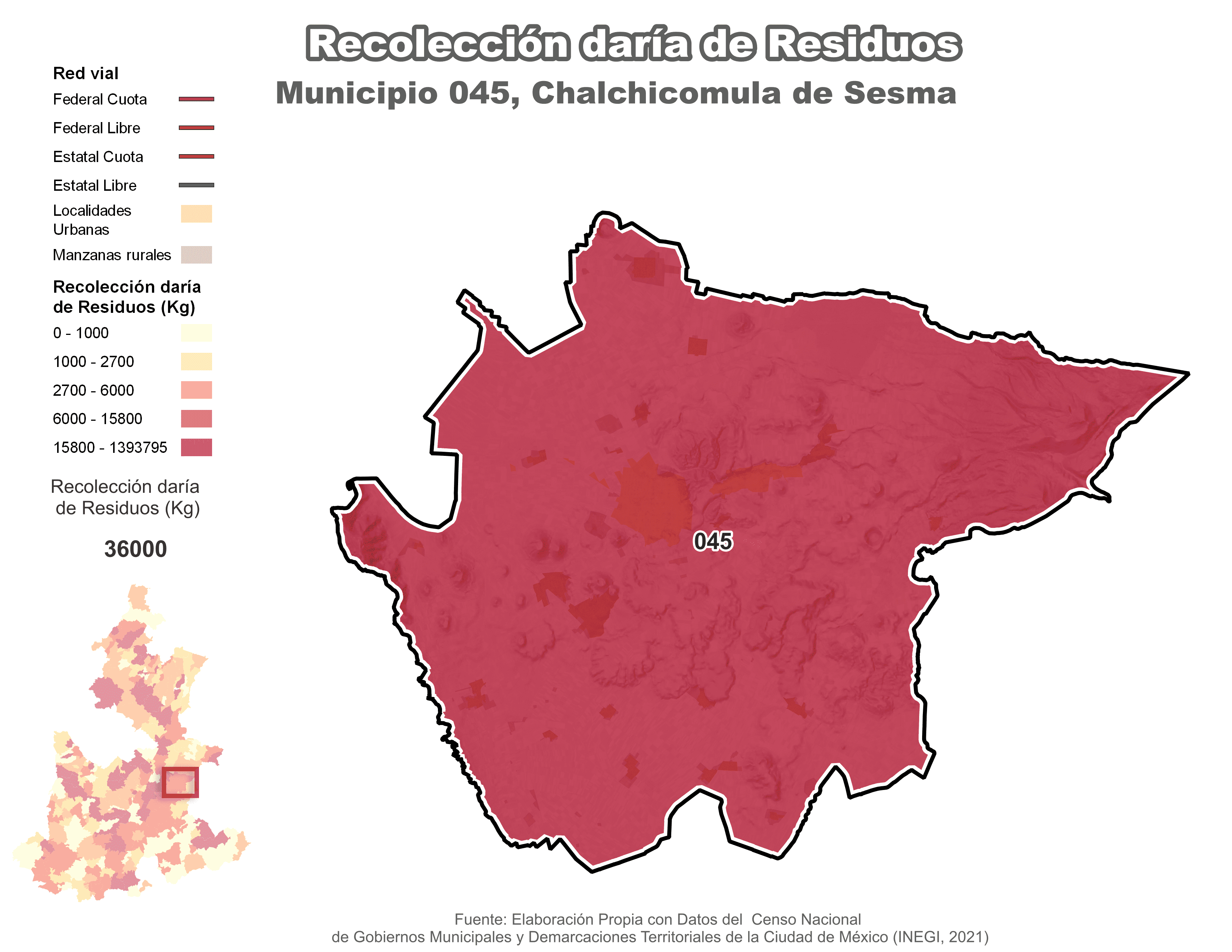 Biblioteca de Mapas - Recolección de residuos en municipio de Chalchicomula de Sesma