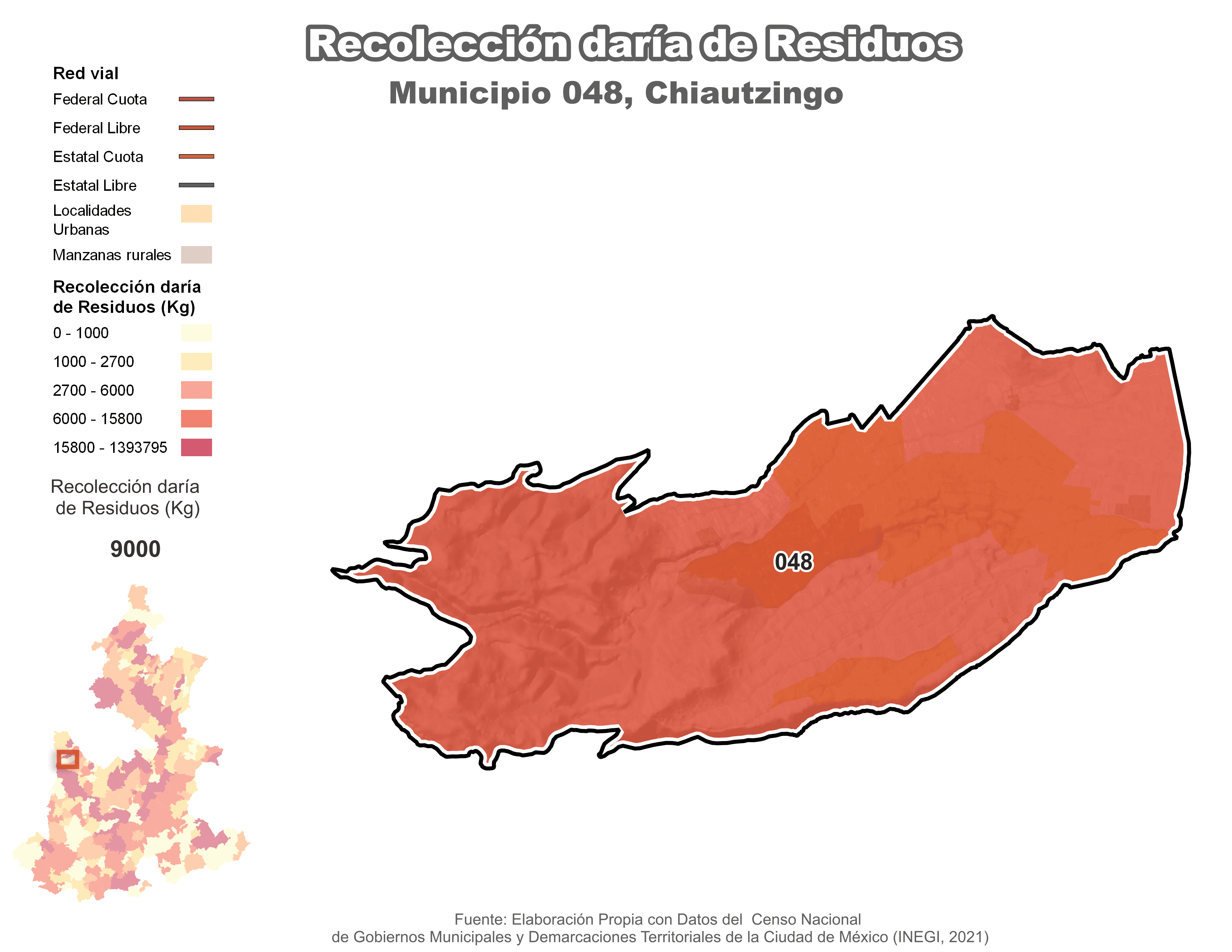 Biblioteca de Mapas - Recolección de residuos en municipio de Chiautzingo