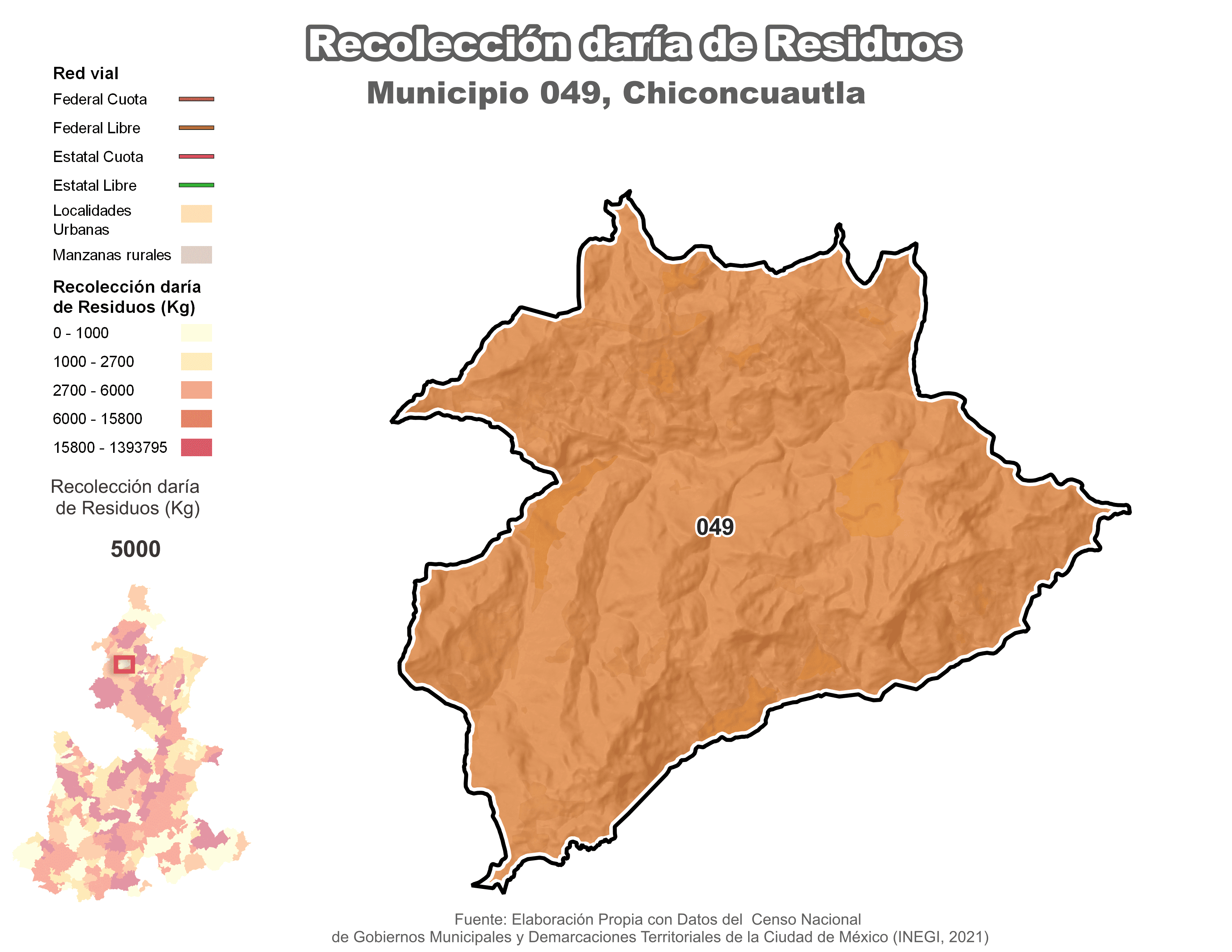 Biblioteca de Mapas - Recolección de residuos en municipio de Chiconcuautla