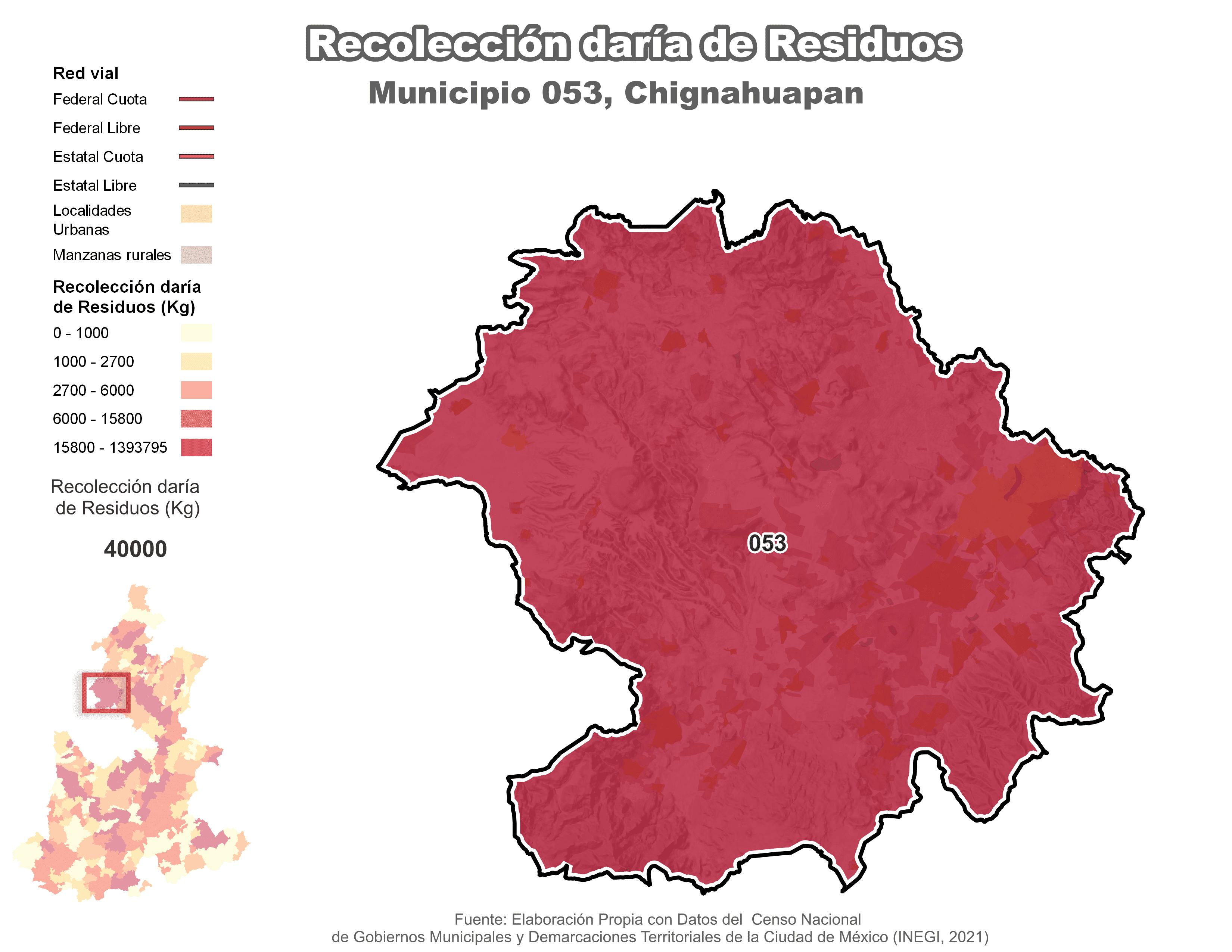 Biblioteca de Mapas - Recolección de residuos en municipio de Chignahuapan