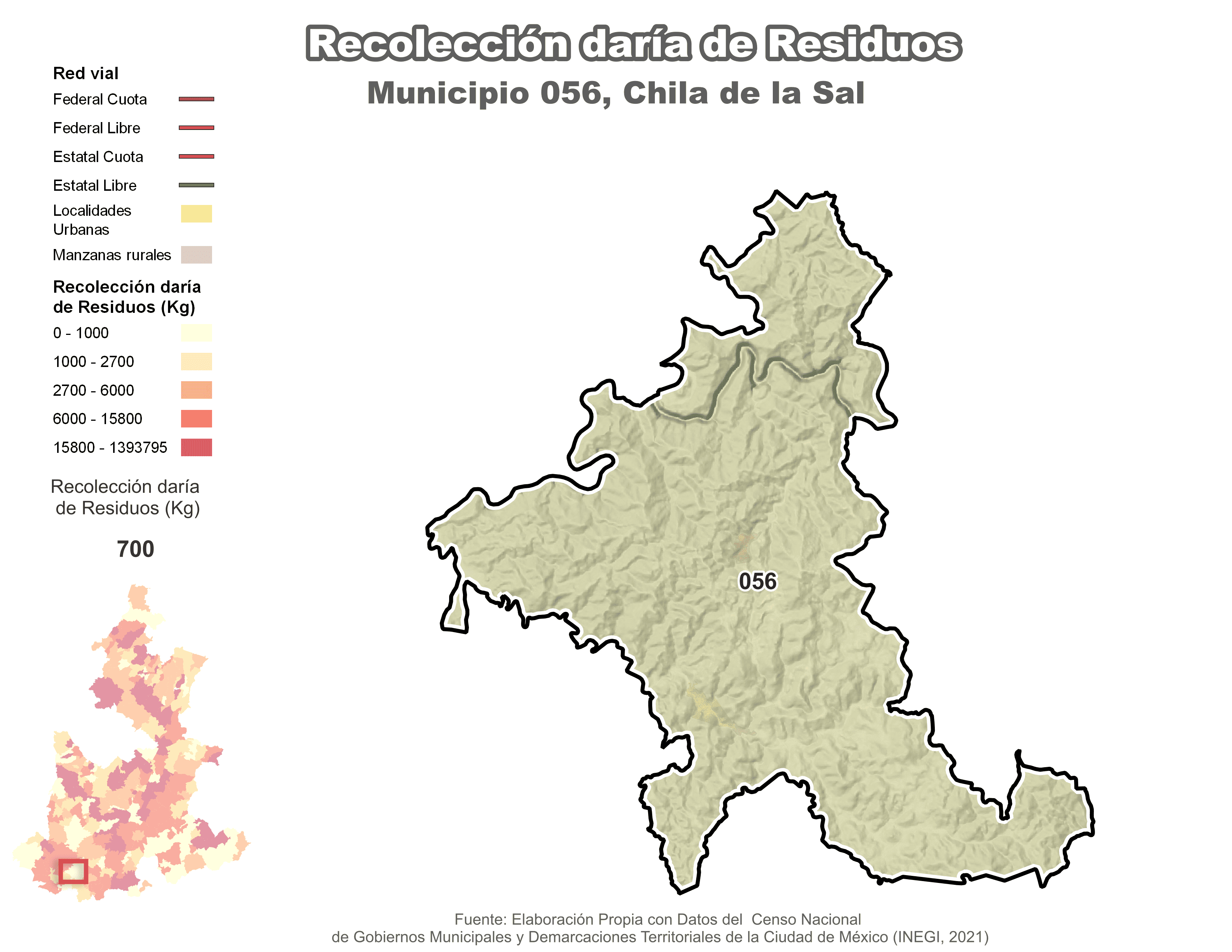 Biblioteca de Mapas - Recolección de residuos en municipio de Chila de la Sal