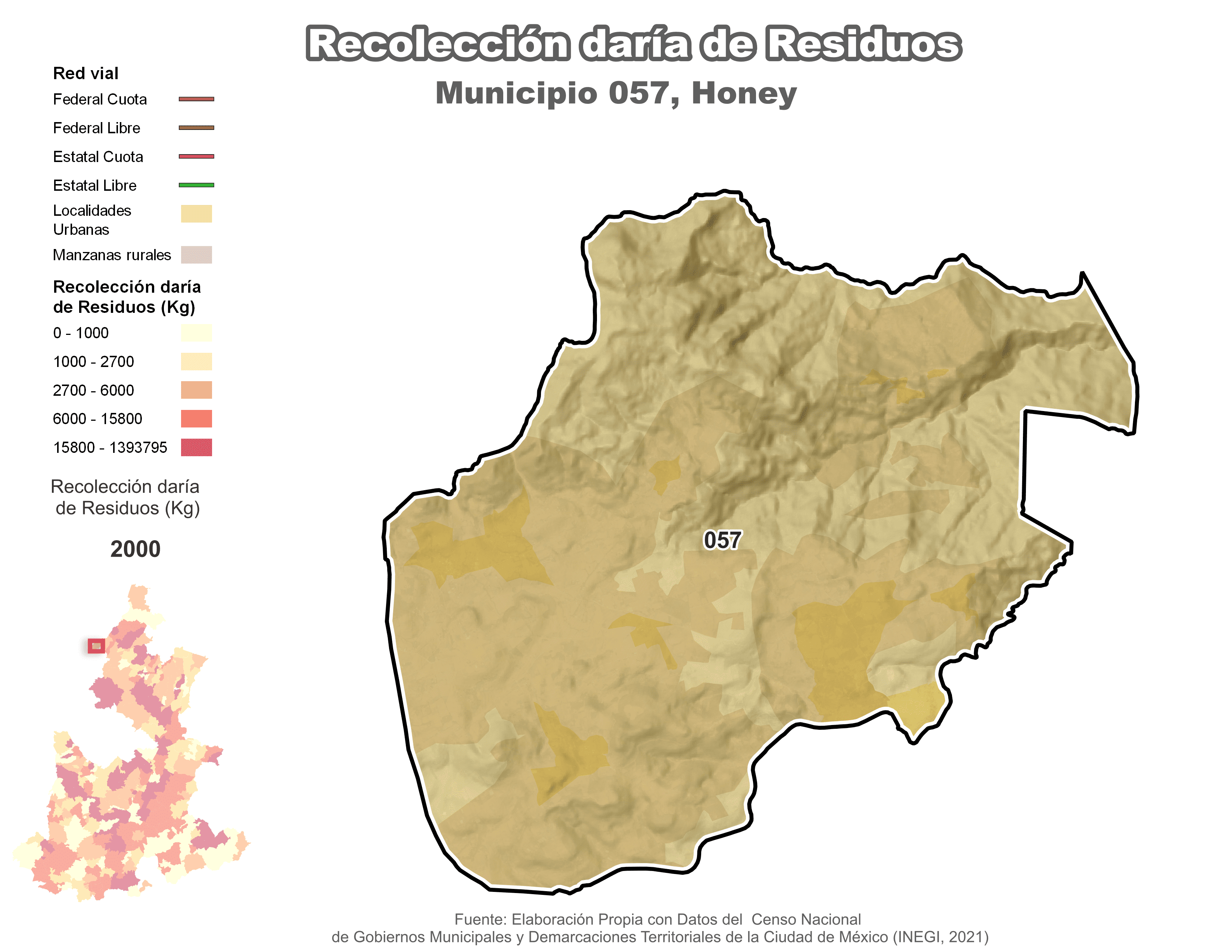 Biblioteca de Mapas - Recolección de residuos en municipio de Honey