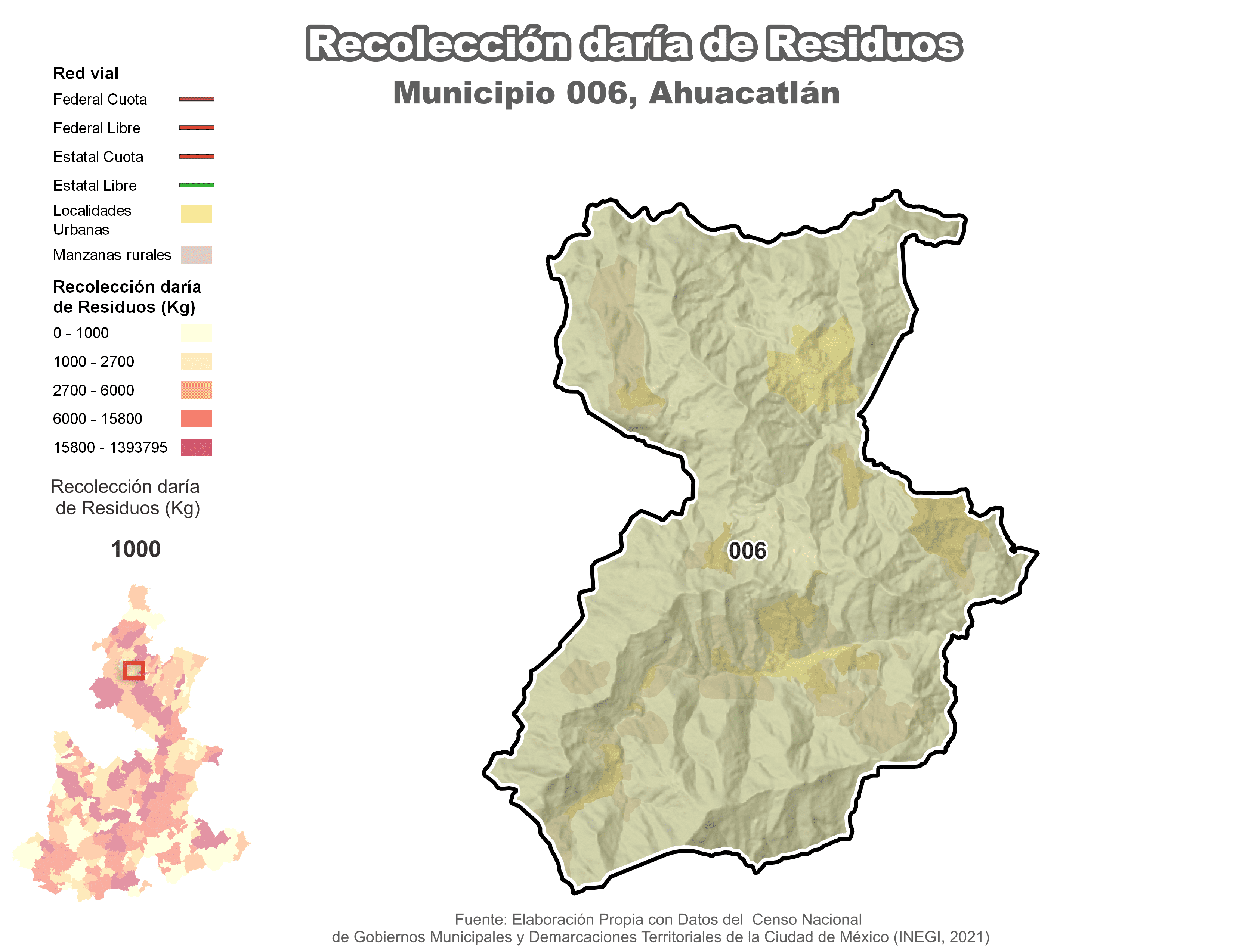 Biblioteca de Mapas - Recolección de residuos en municipio de Ahuacatlán