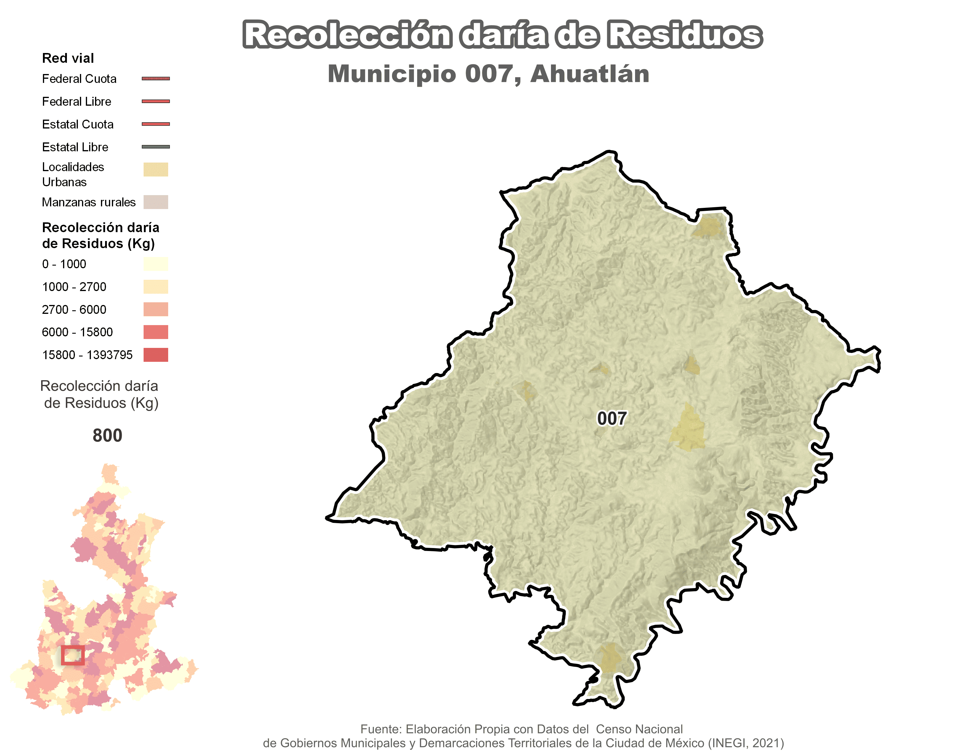 Biblioteca de Mapas - Recolección de residuos en municipio de Ahuatlán