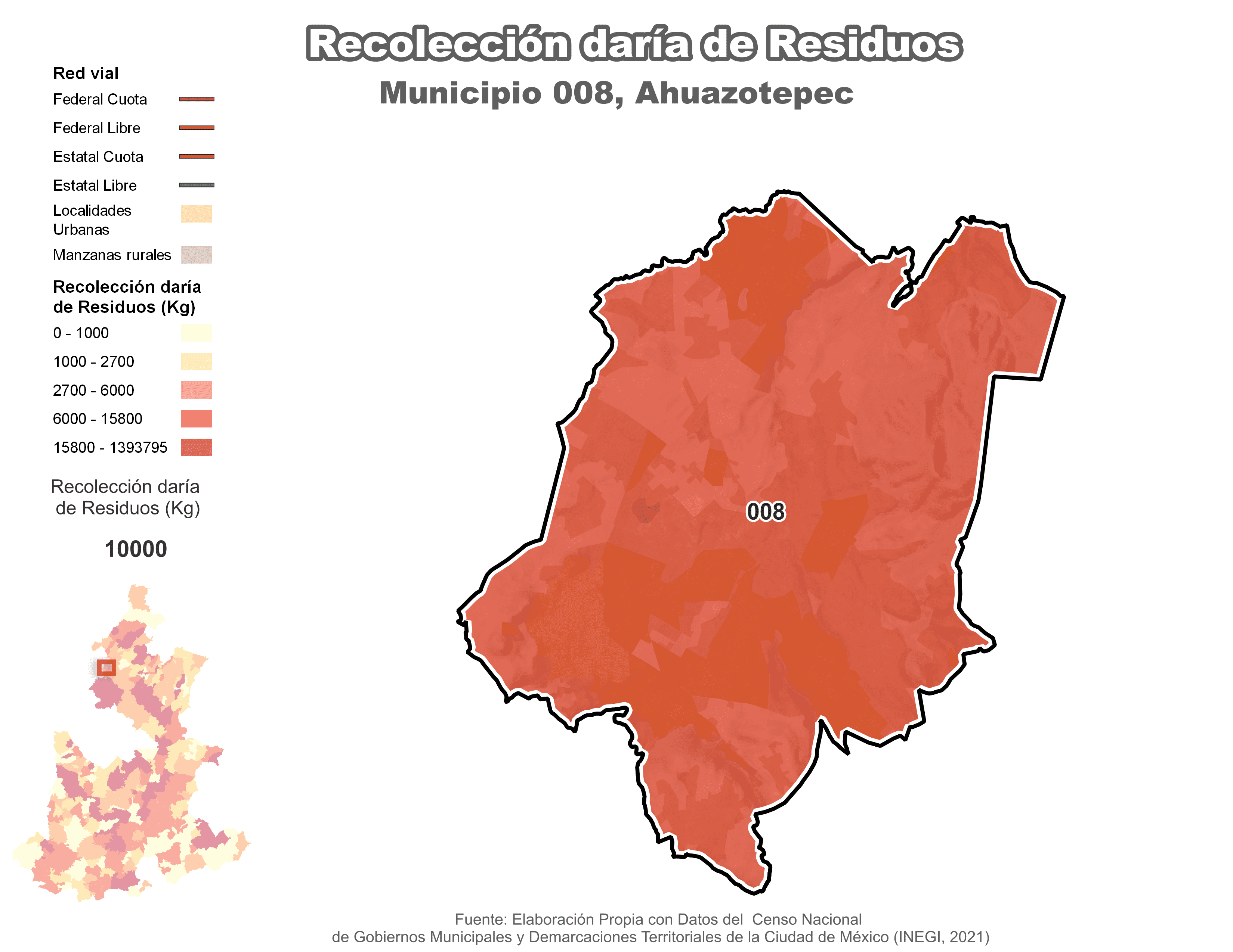 Biblioteca de Mapas - Recolección de residuos en municipio de Ahuazotepec