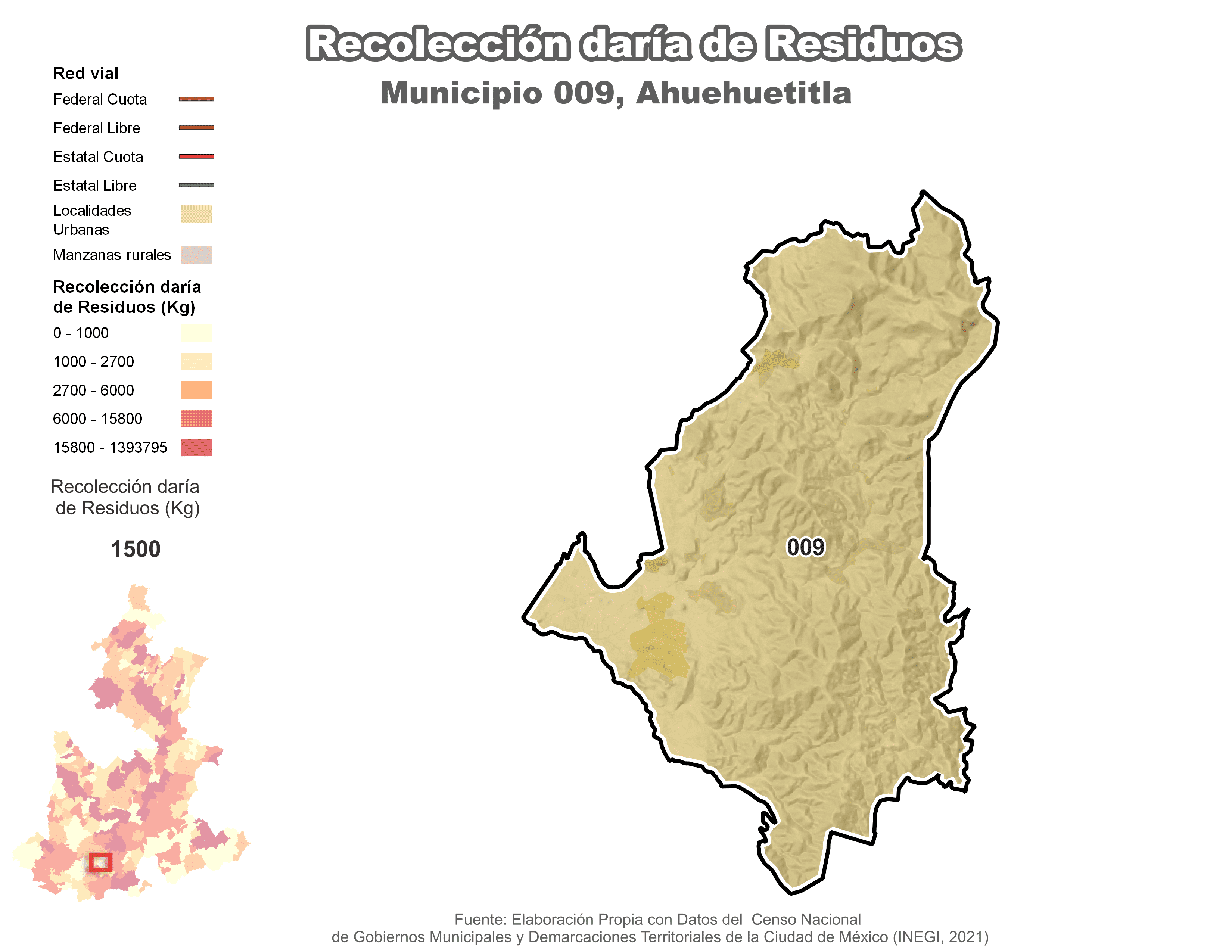 Biblioteca de Mapas - Recolección de residuos en municipio de Ahuehuetitla