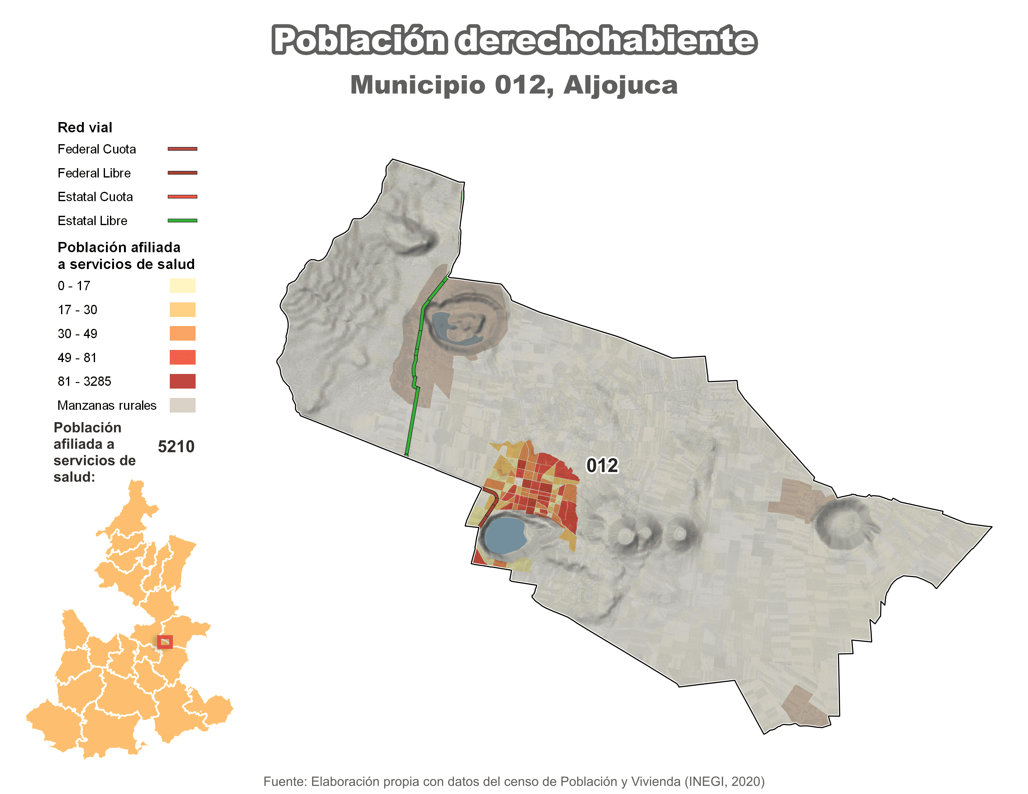 Biblioteca de Mapas - Población derechohabiente municipio de Aljojuca