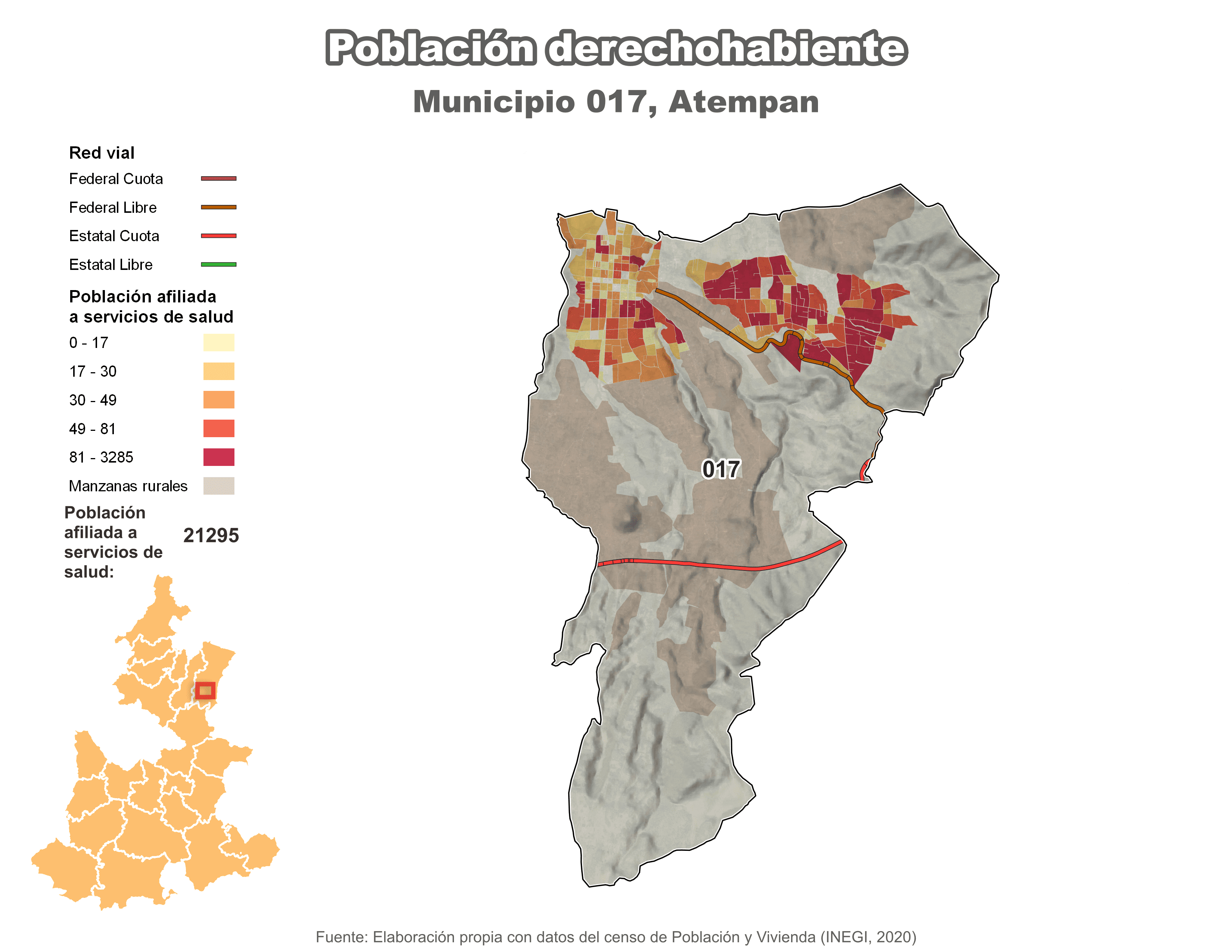 Biblioteca de Mapas - Población derechohabiente municipio de Atempan