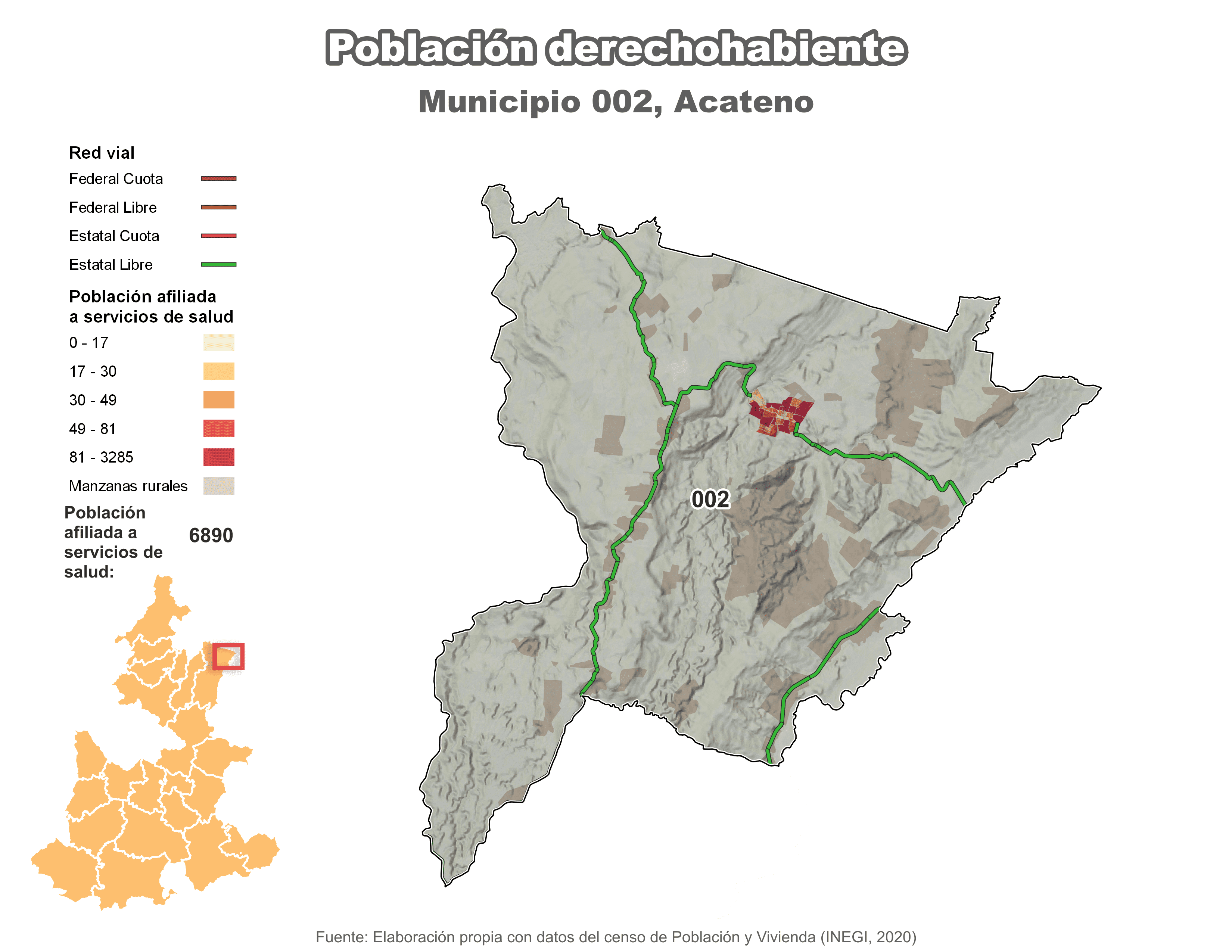 Biblioteca de Mapas - Población derechohabiente municipio de Acateno