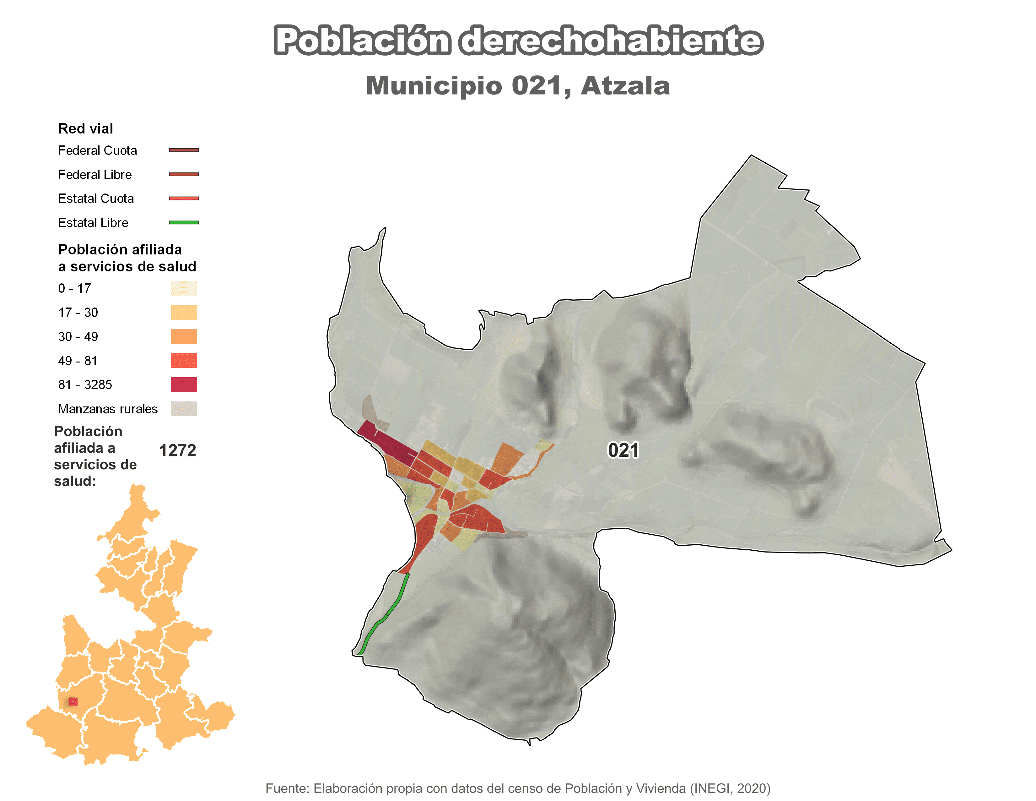 Biblioteca de Mapas - Población derechohabiente municipio de Atzala