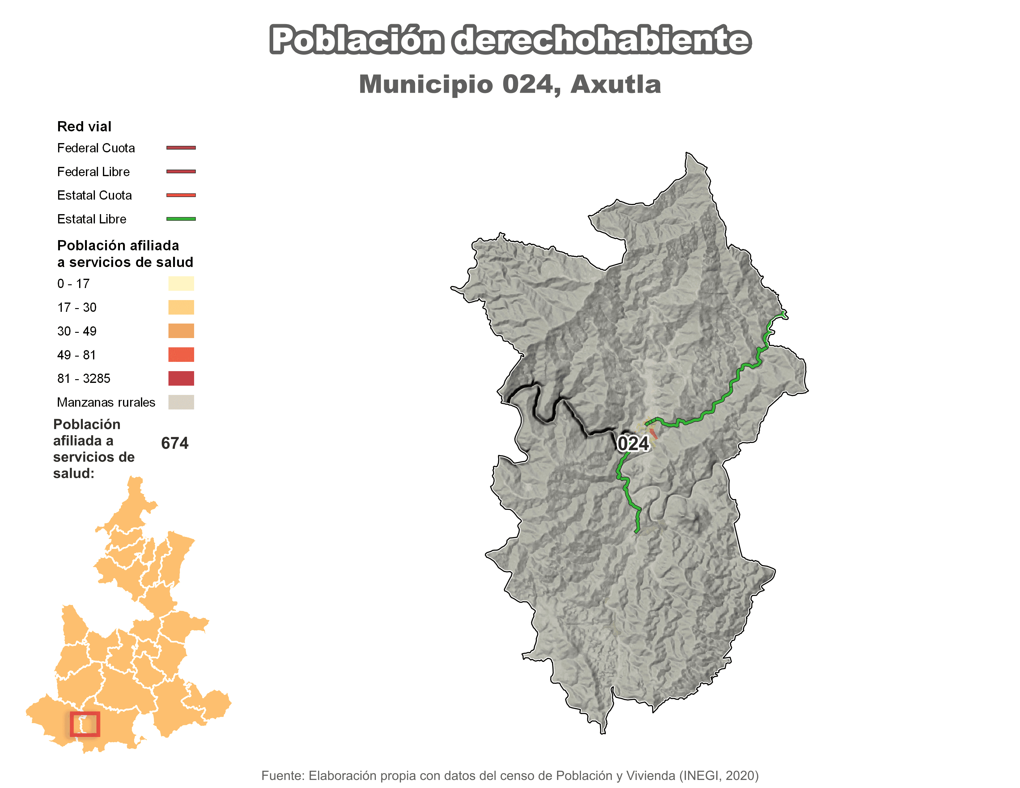 Biblioteca de Mapas - Población derechohabiente municipio de Axutla