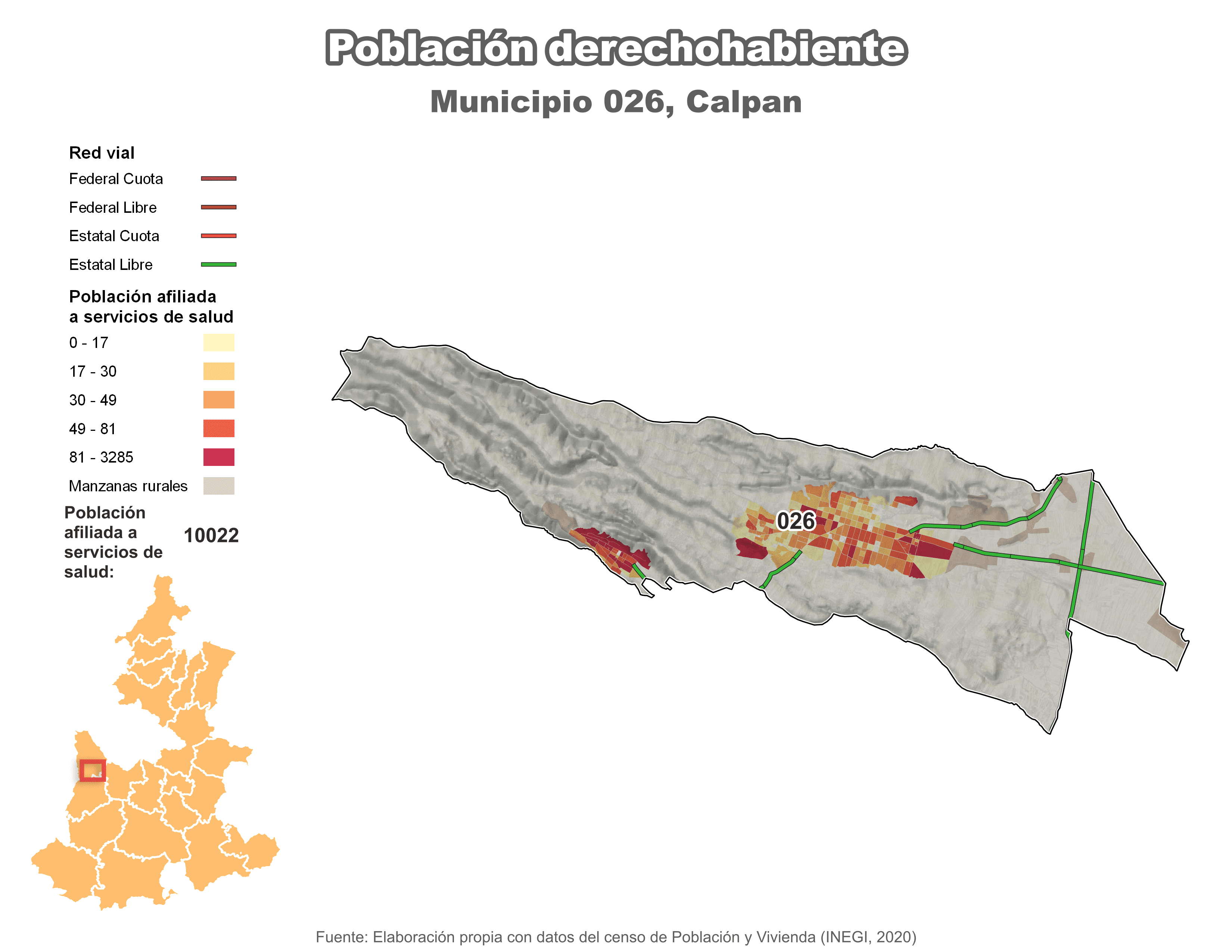 Biblioteca de Mapas - Población derechohabiente municipio de Calpan