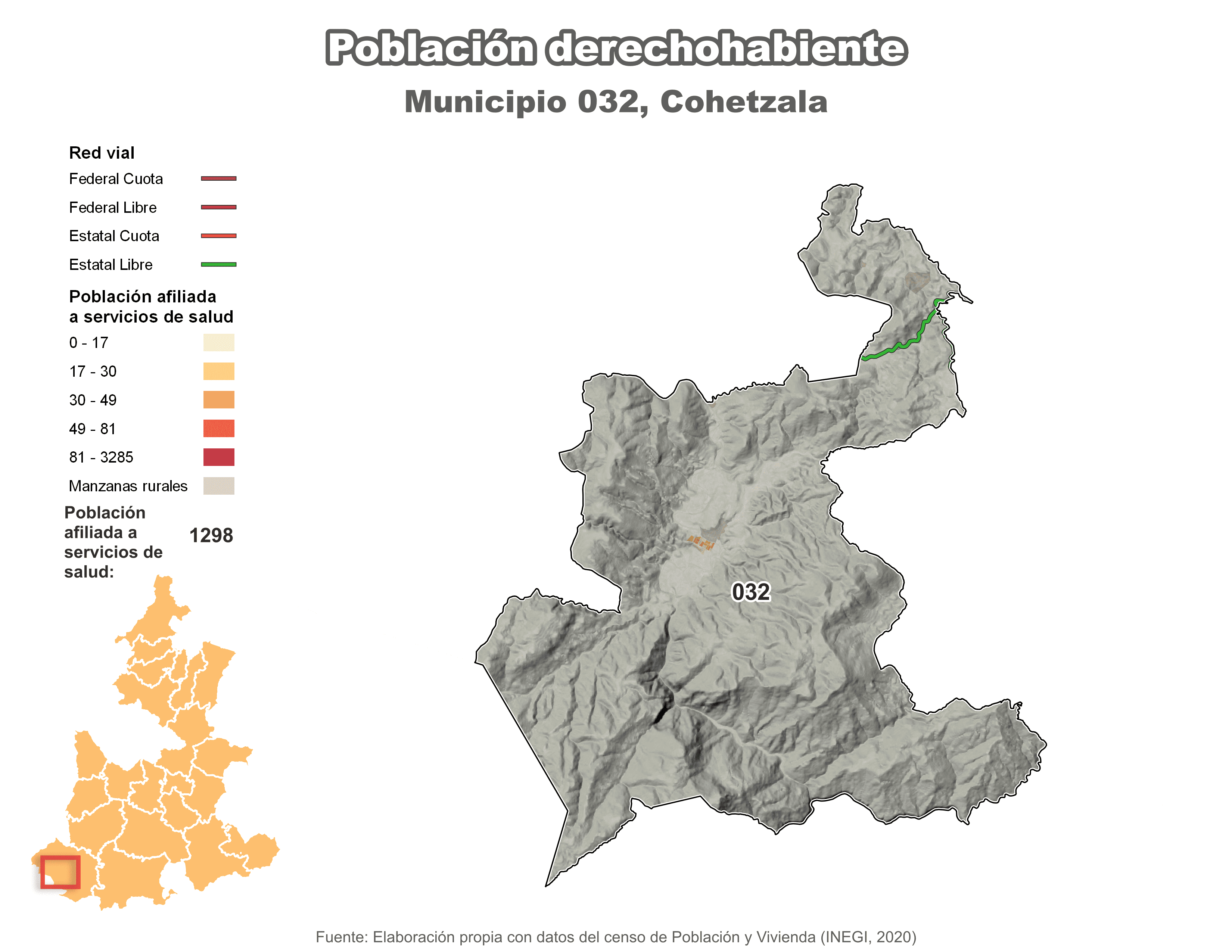 Biblioteca de Mapas - Población derechohabiente municipio de Cohetzala