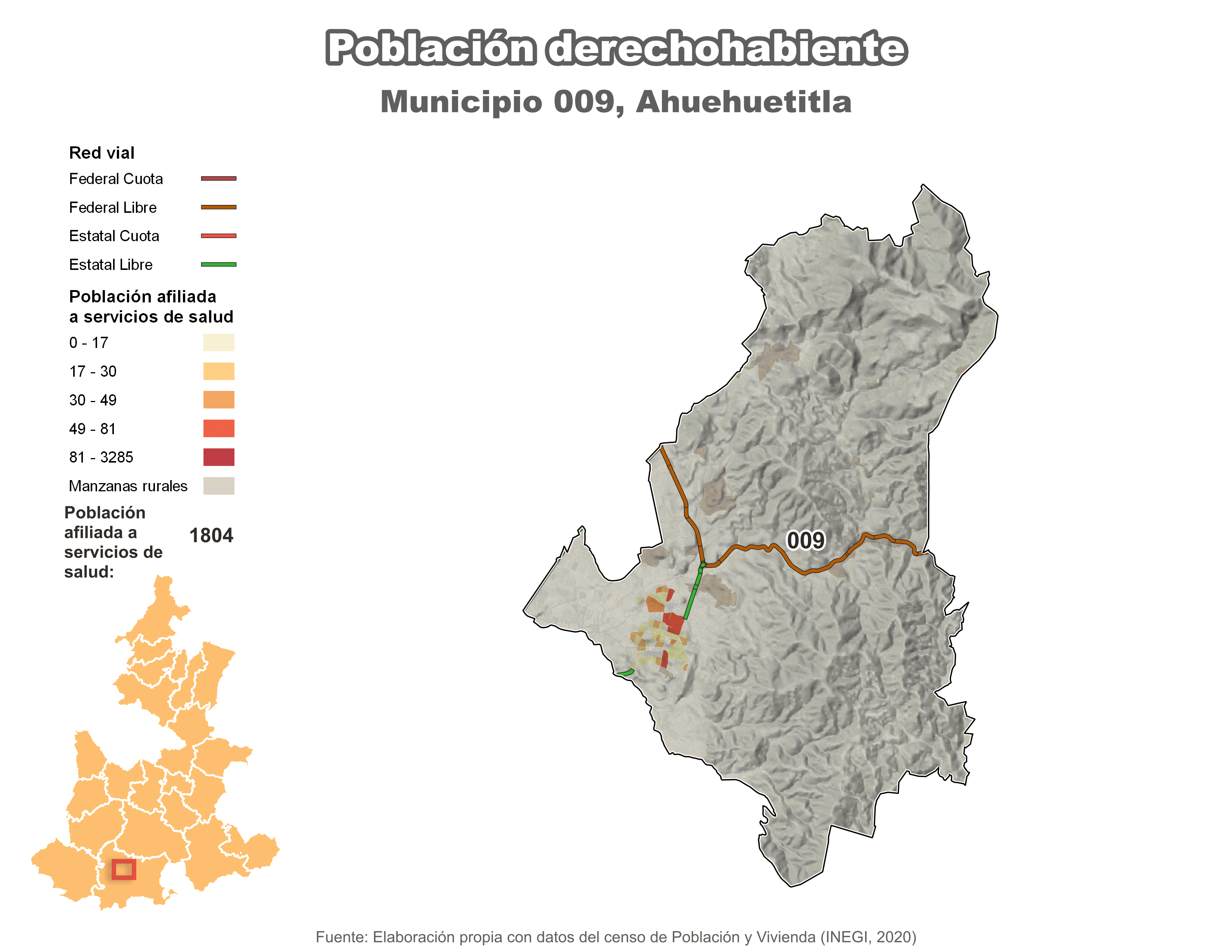 Biblioteca de Mapas - Población derechohabiente municipio de Ahuehuetitla