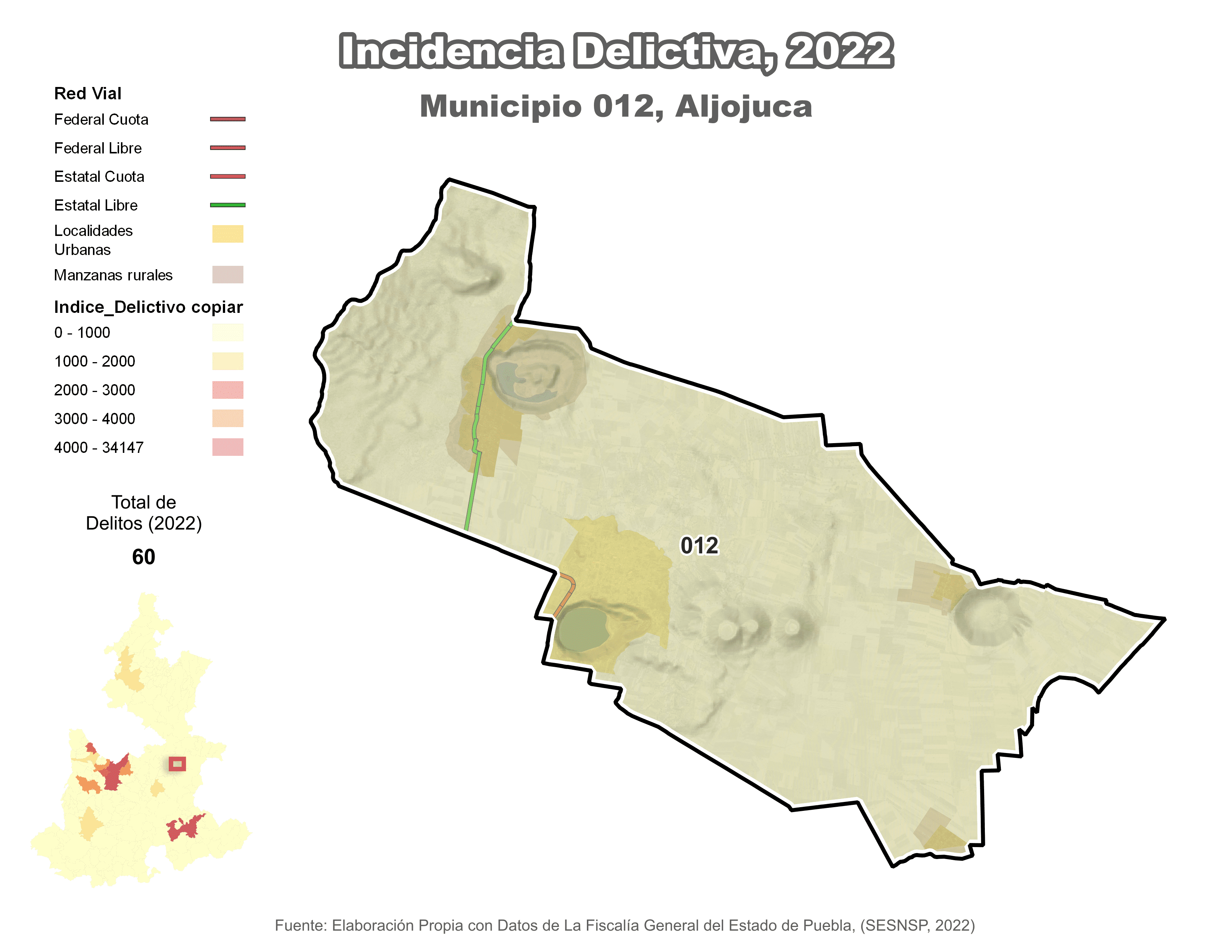 Biblioteca de Mapas - Incidencia delictiva en municipio de Aljojuca