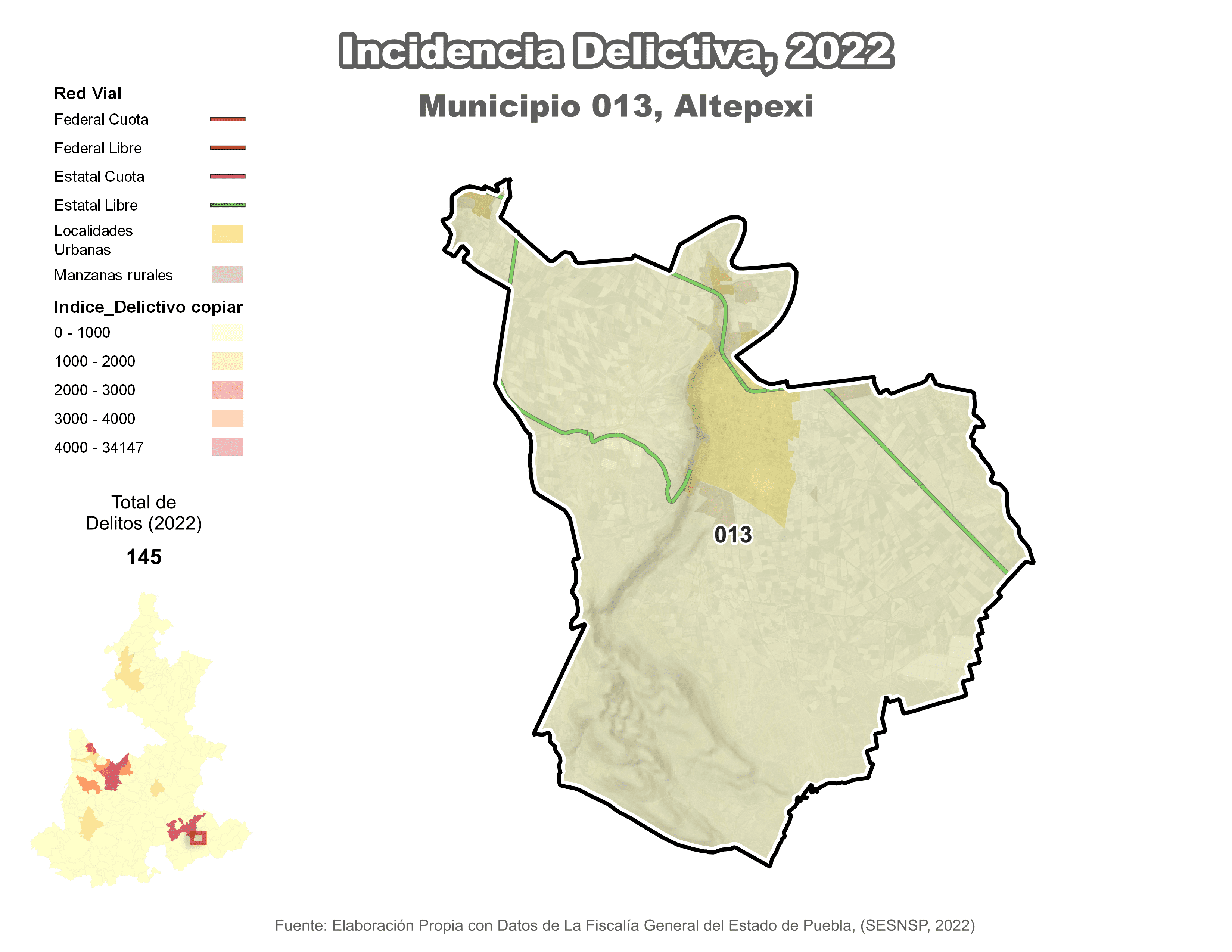 Biblioteca de Mapas - Incidencia delictiva en municipio de Altepexi