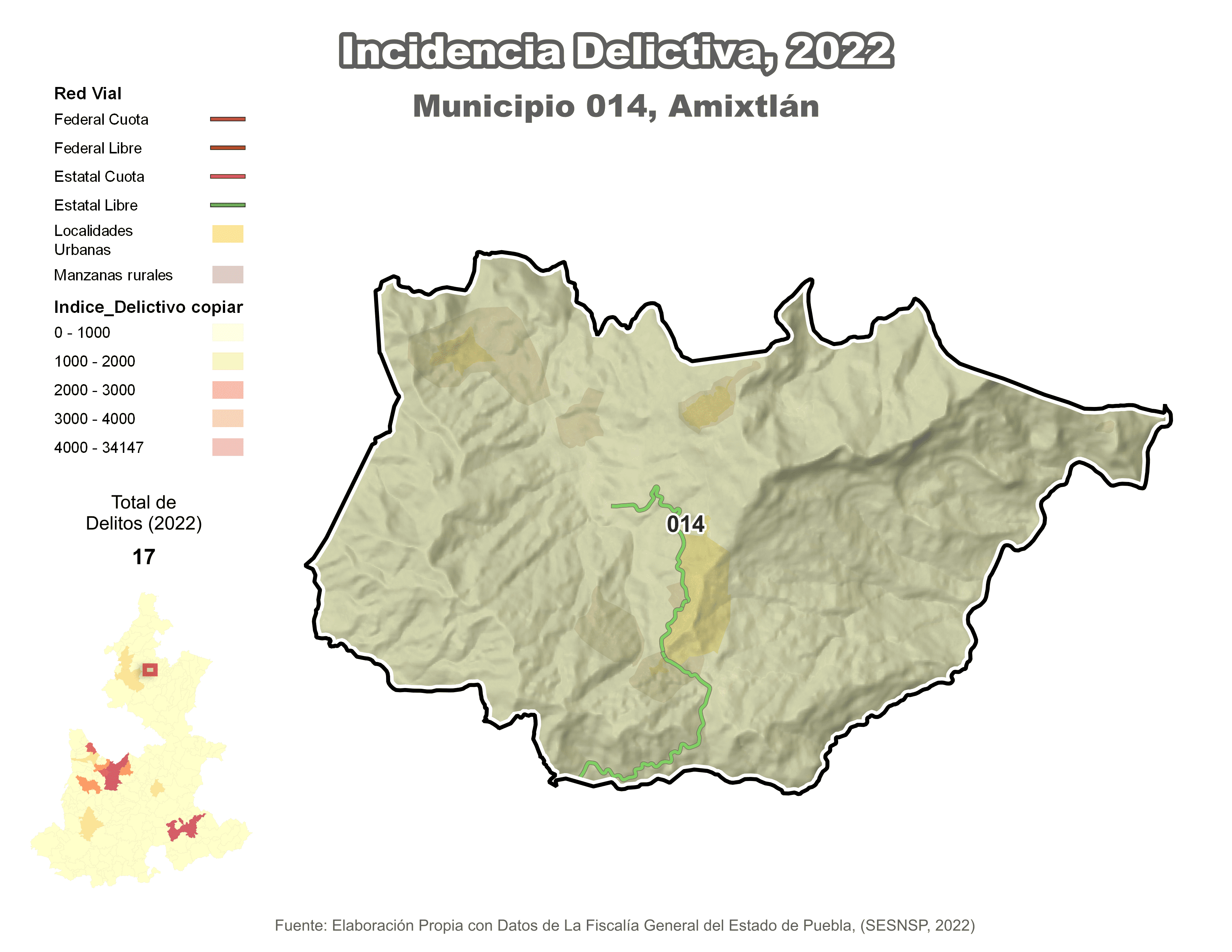 Biblioteca de Mapas - Incidencia delictiva en municipio de Amixtlán