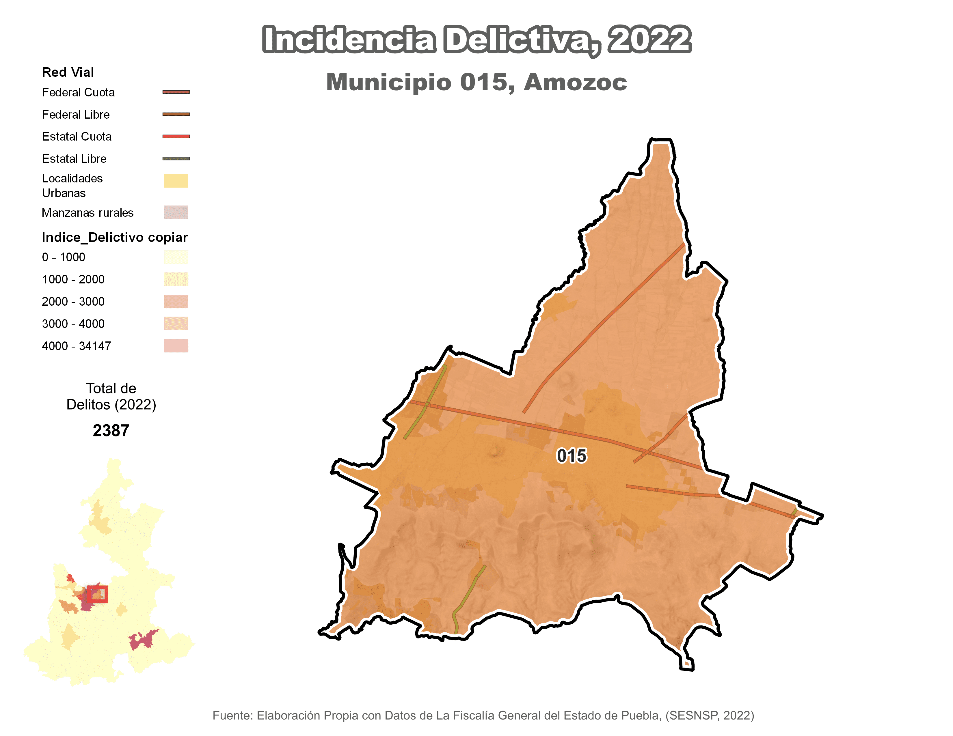 Biblioteca de Mapas - Incidencia delictiva en municipio de Amozoc