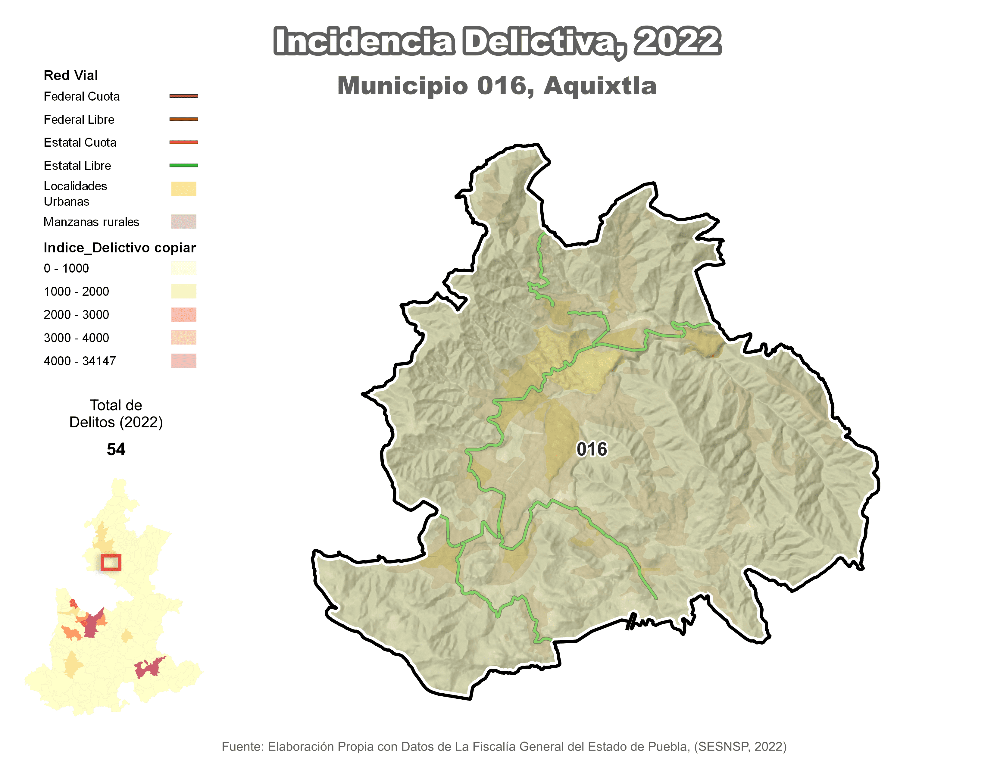 Biblioteca de Mapas - Incidencia delictiva en municipio de Aquixtla