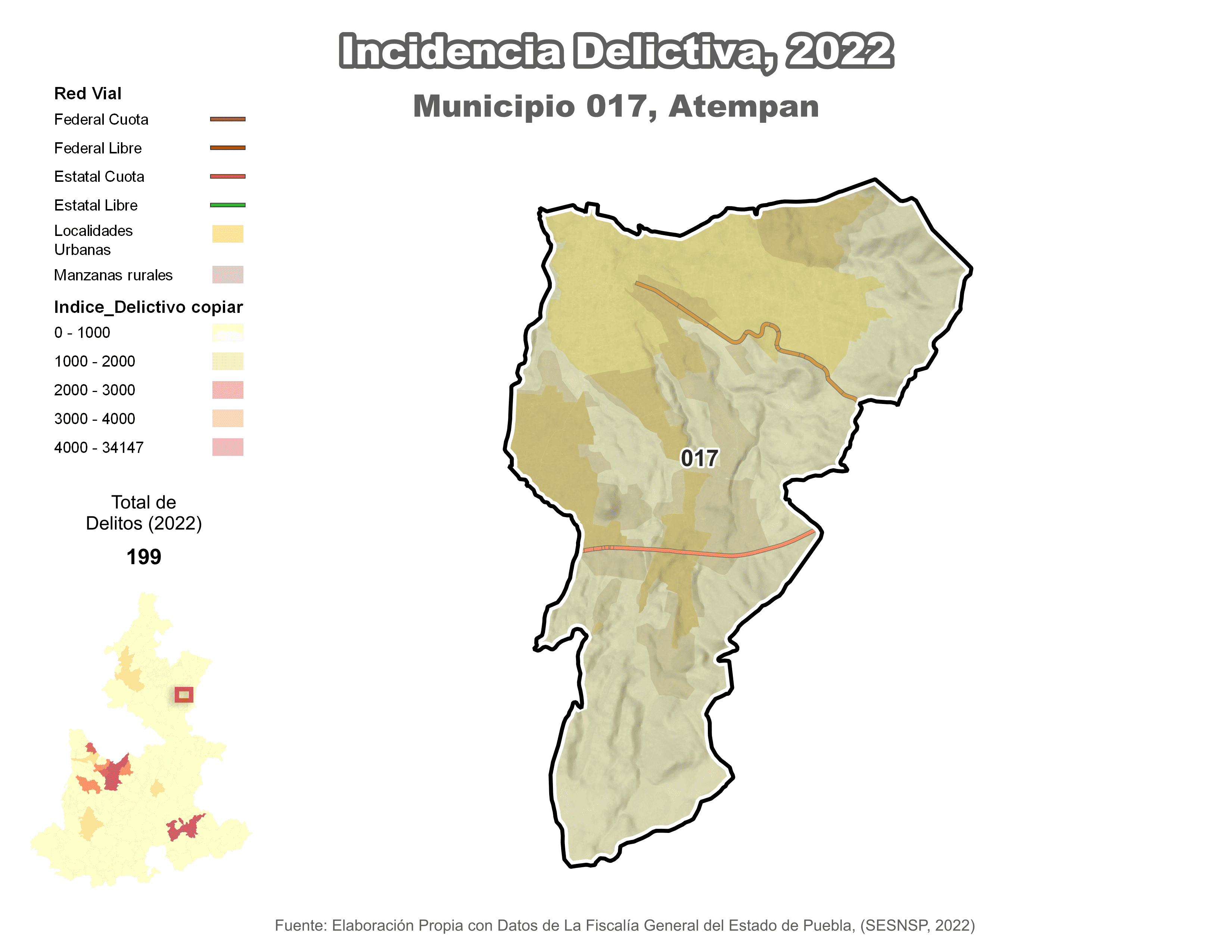 Biblioteca de Mapas - Incidencia delictiva en municipio de Atempan