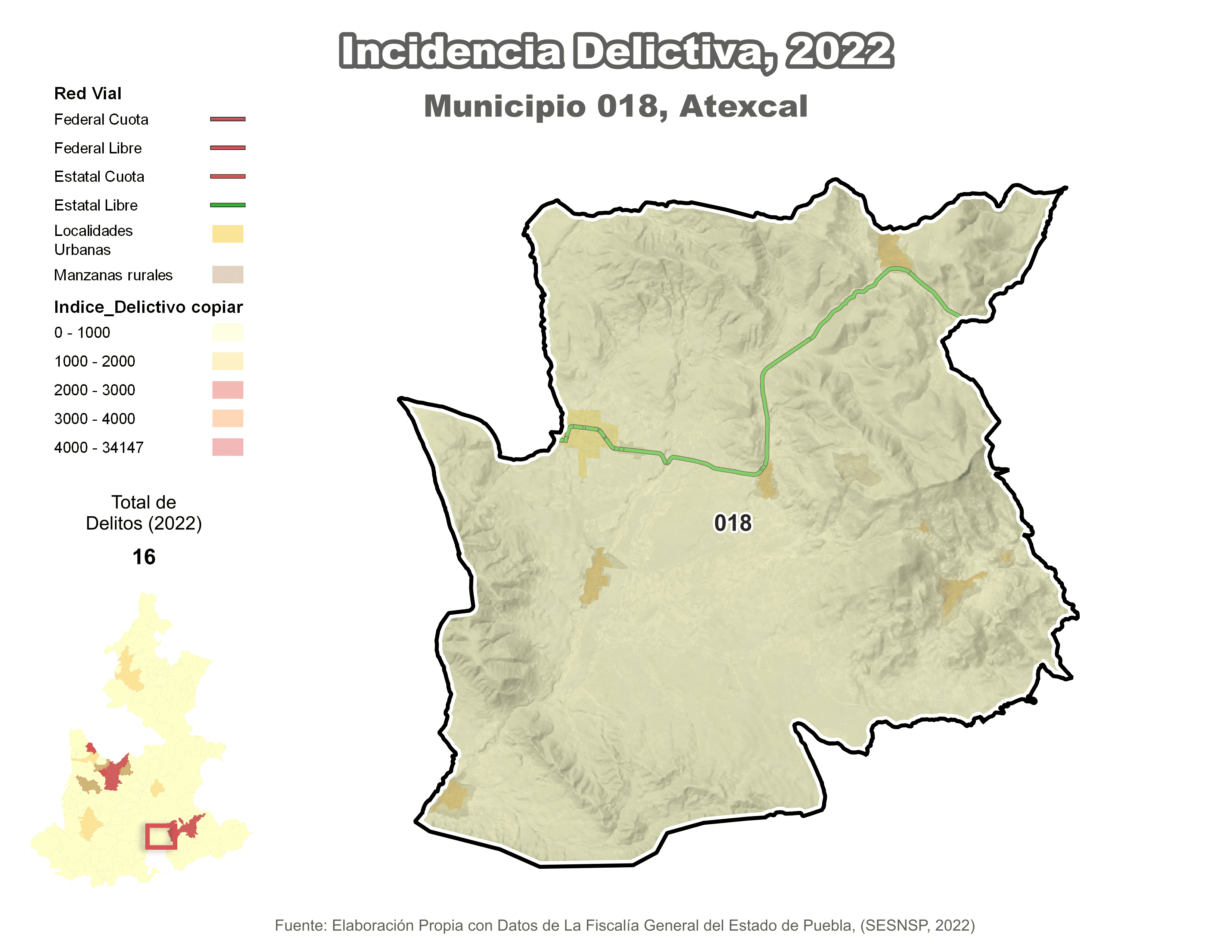 Biblioteca de Mapas - Incidencia delictiva en municipio de Atexcal