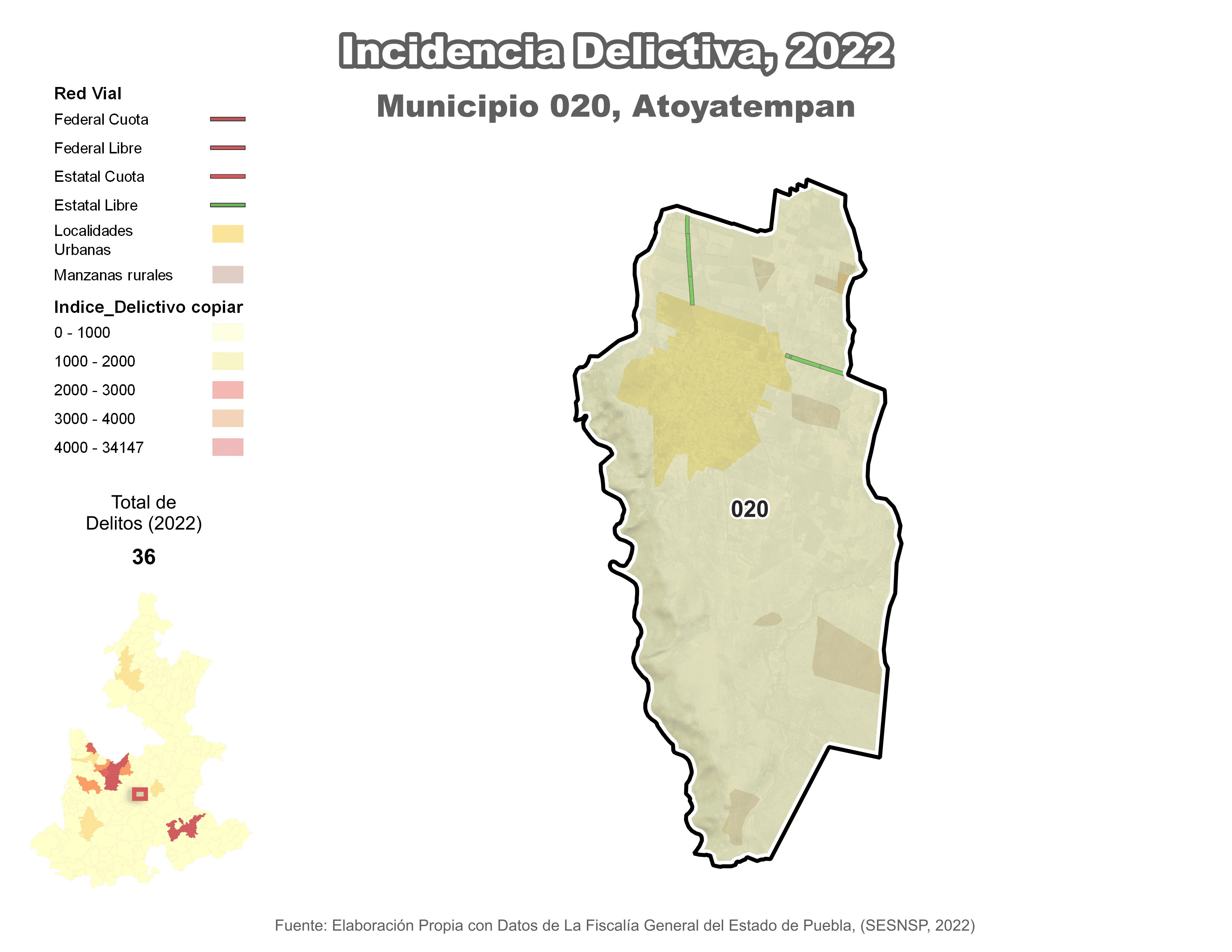 Biblioteca de Mapas - Incidencia delictiva en municipio de Atoyatempan