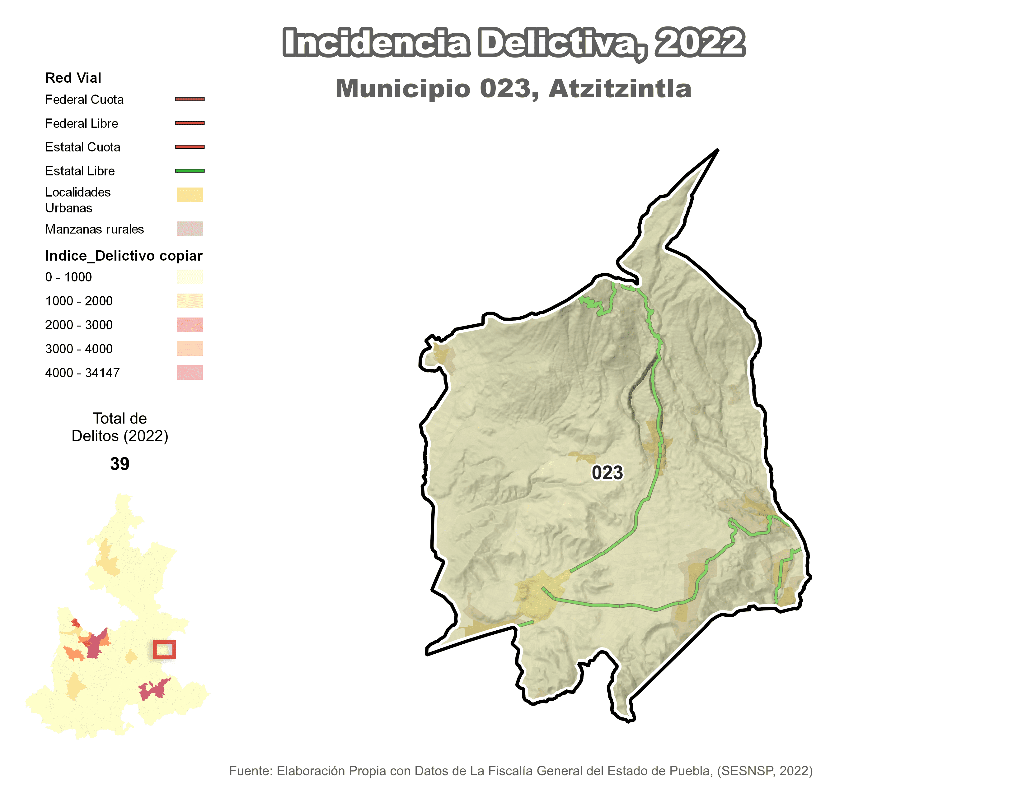 Biblioteca de Mapas - Incidencia delictiva en municipio de Atzitzintla