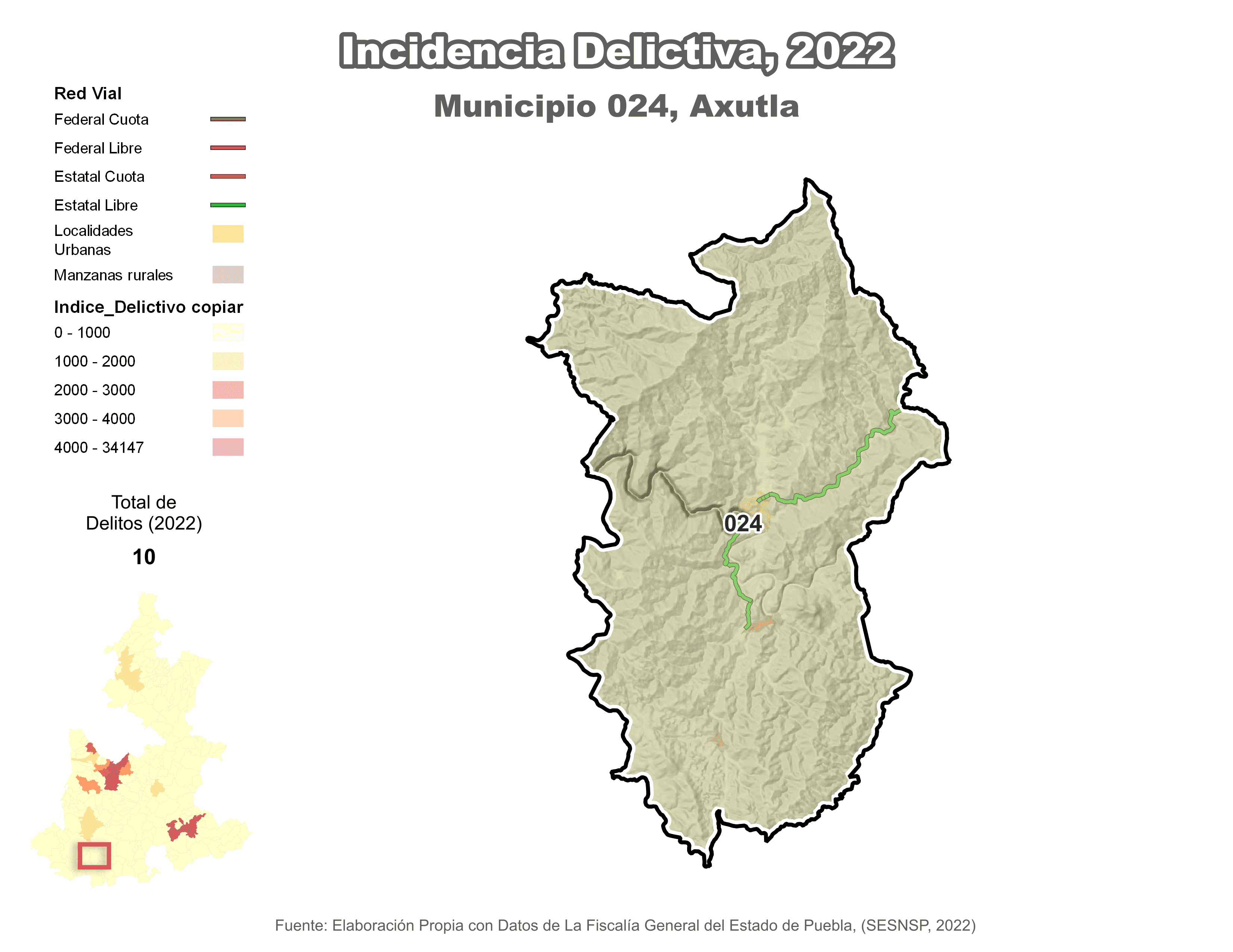 Biblioteca de Mapas - Incidencia delictiva en municipio de Axutla