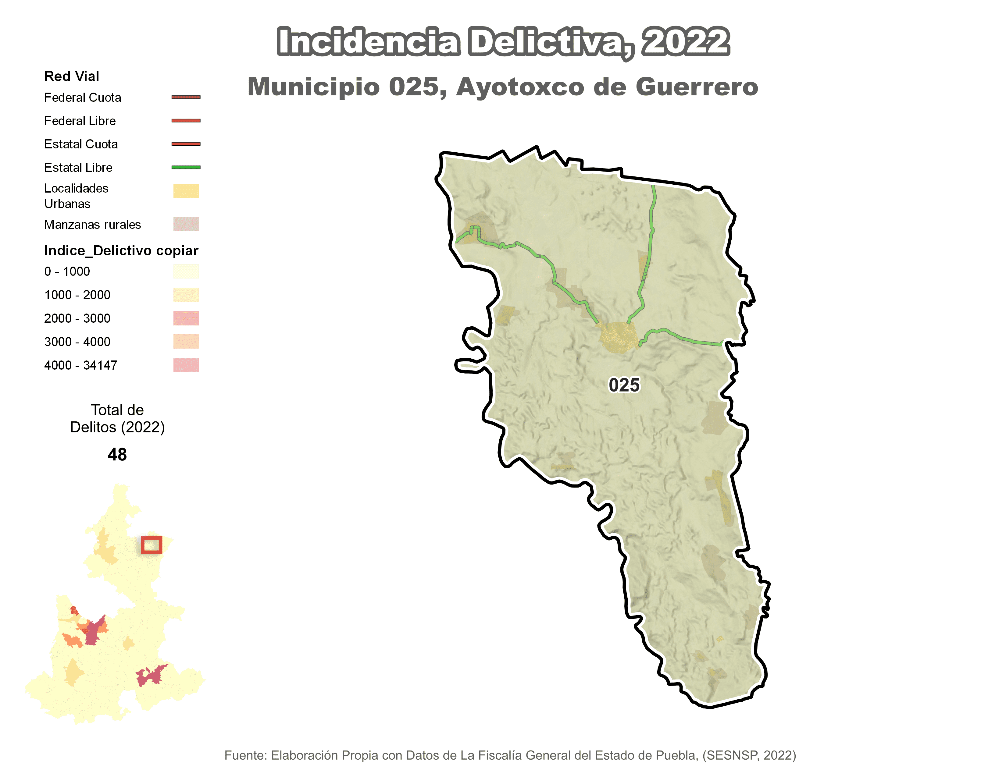 Biblioteca de Mapas - Incidencia delictiva en municipio de Ayotoxco de Guerrero