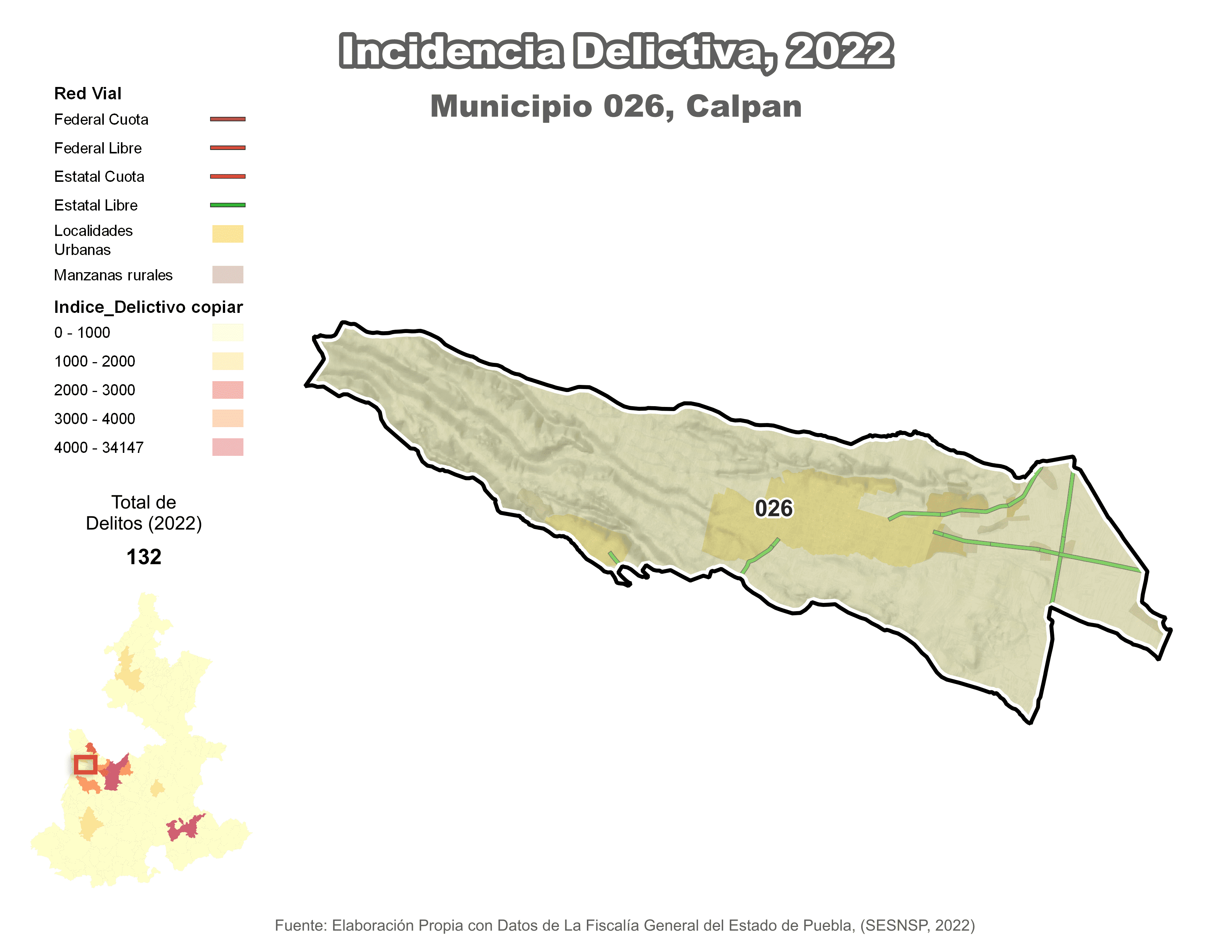 Biblioteca de Mapas - Incidencia delictiva en municipio de Calpan