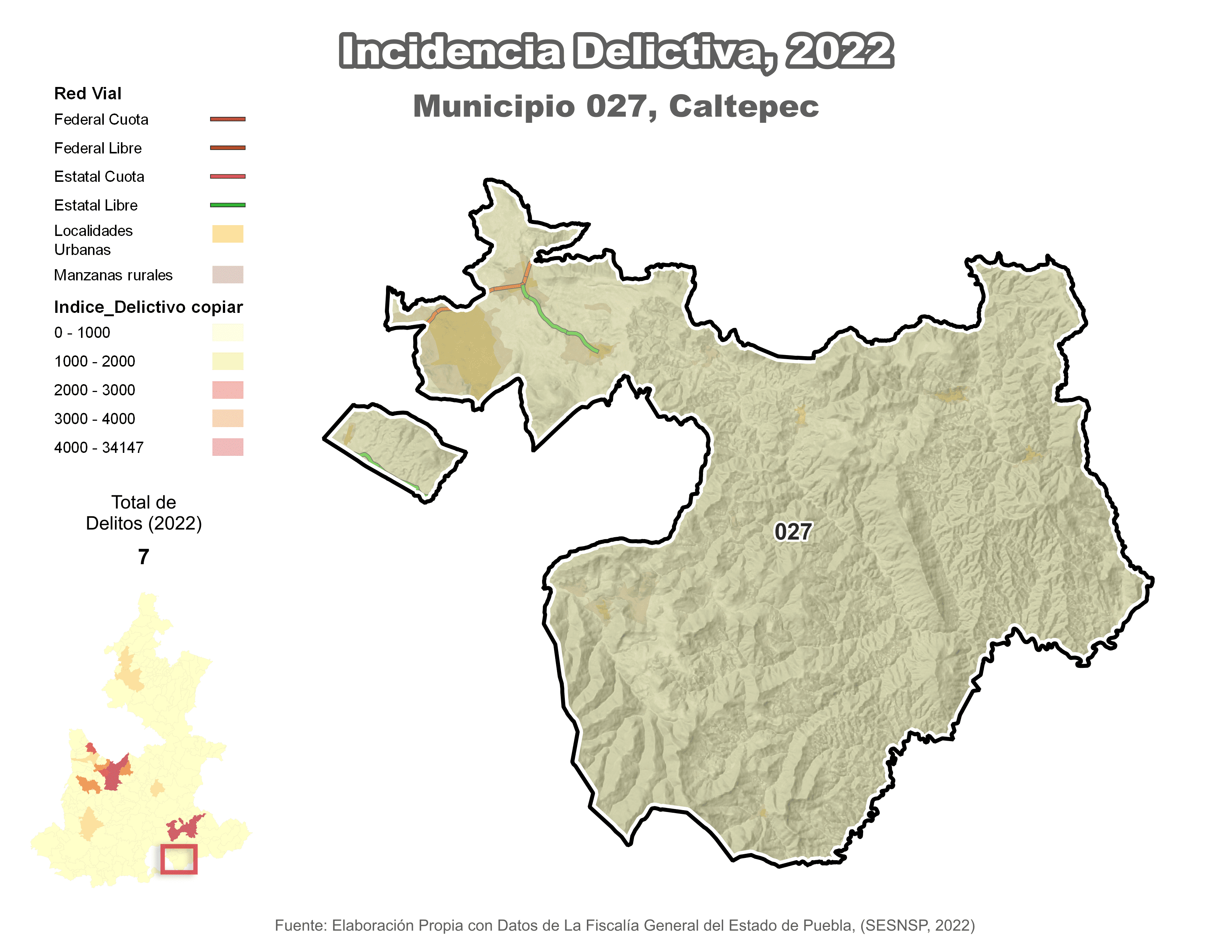 Biblioteca de Mapas - Incidencia delictiva en municipio de Caltepec