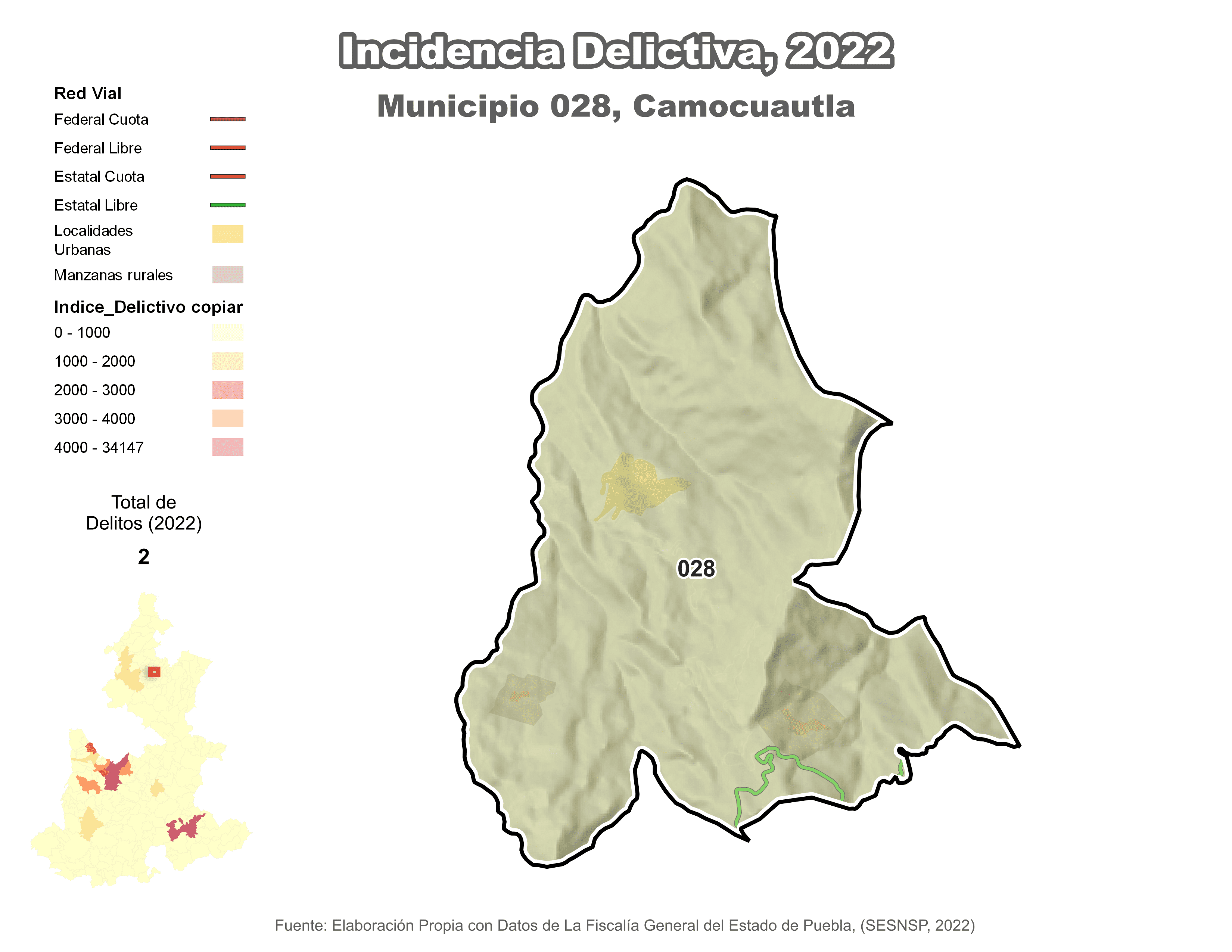 Biblioteca de Mapas - Incidencia delictiva en municipio de Camocuautla