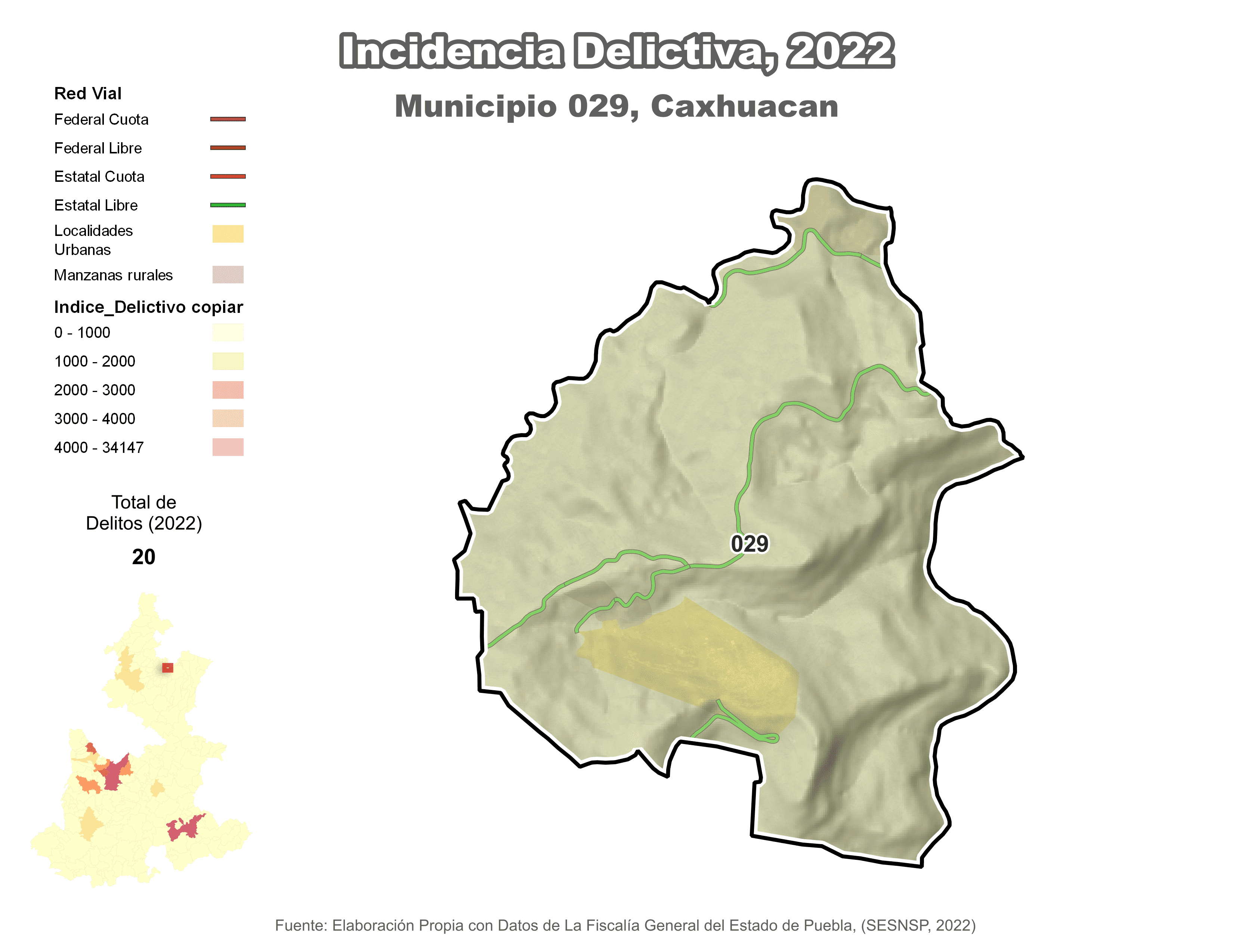 Biblioteca de Mapas - Incidencia delictiva en municipio de Caxhuacan