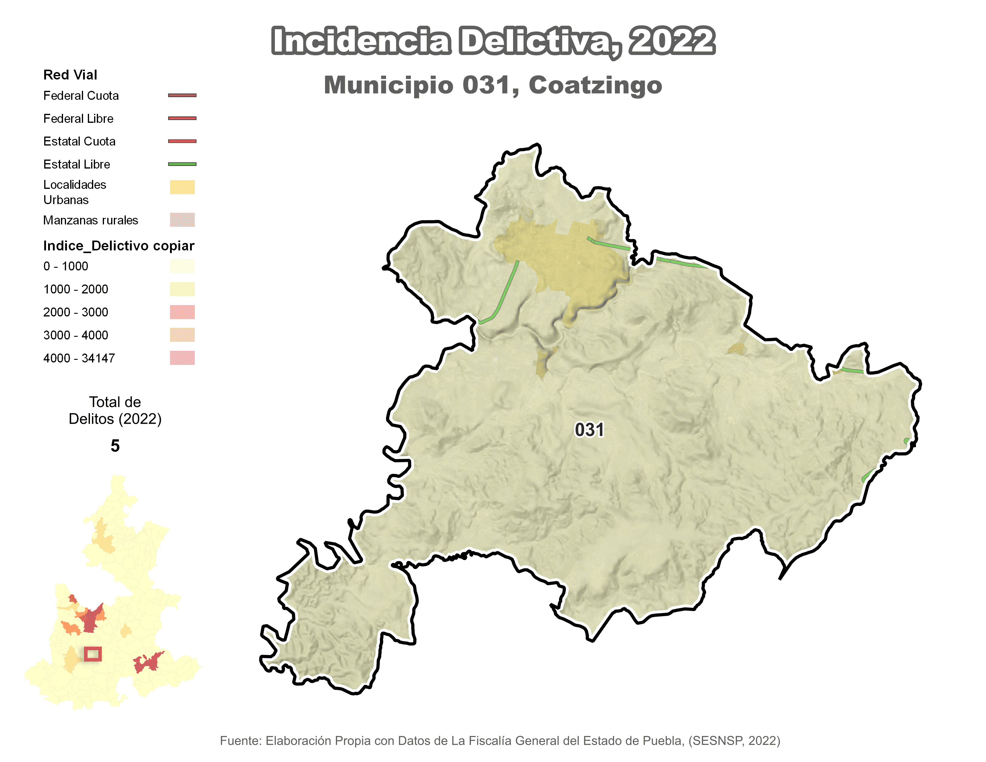 Biblioteca de Mapas - Incidencia delictiva en municipio de Coatzingo