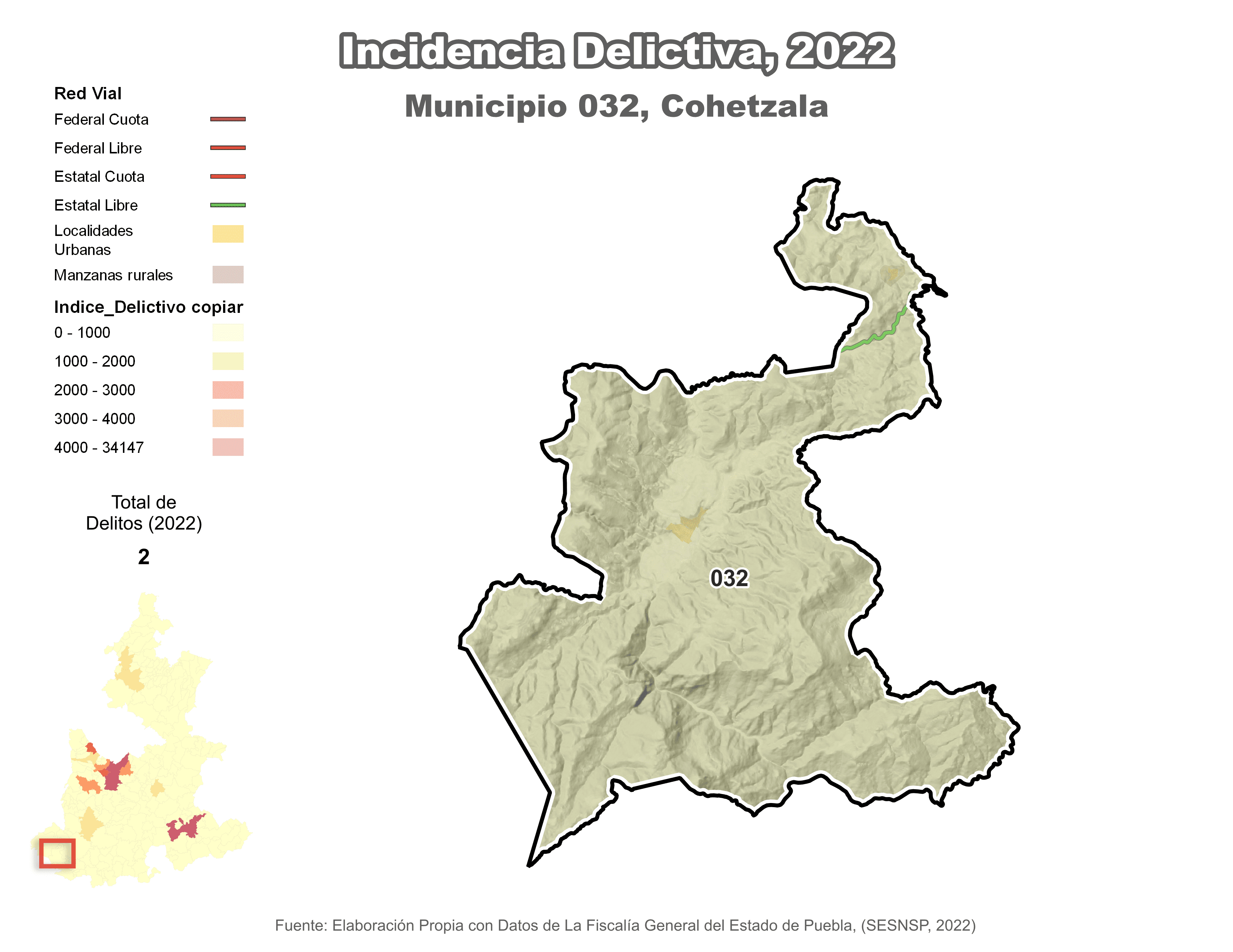 Biblioteca de Mapas - Incidencia delictiva en municipio de Cohetzala