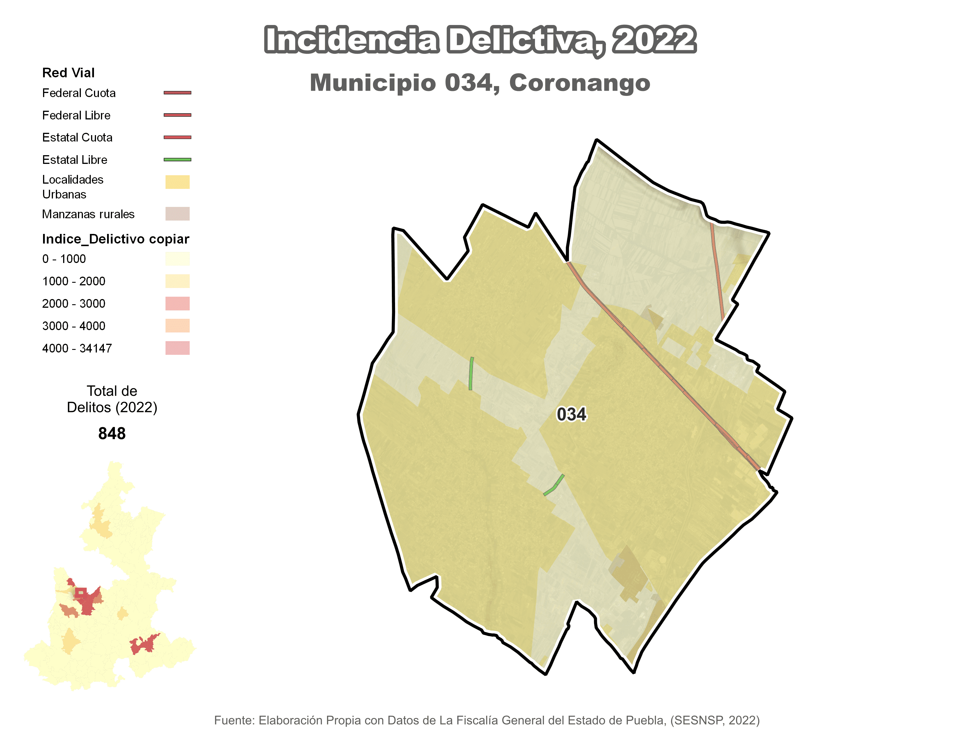 Biblioteca de Mapas - Incidencia delictiva en municipio de Coronango