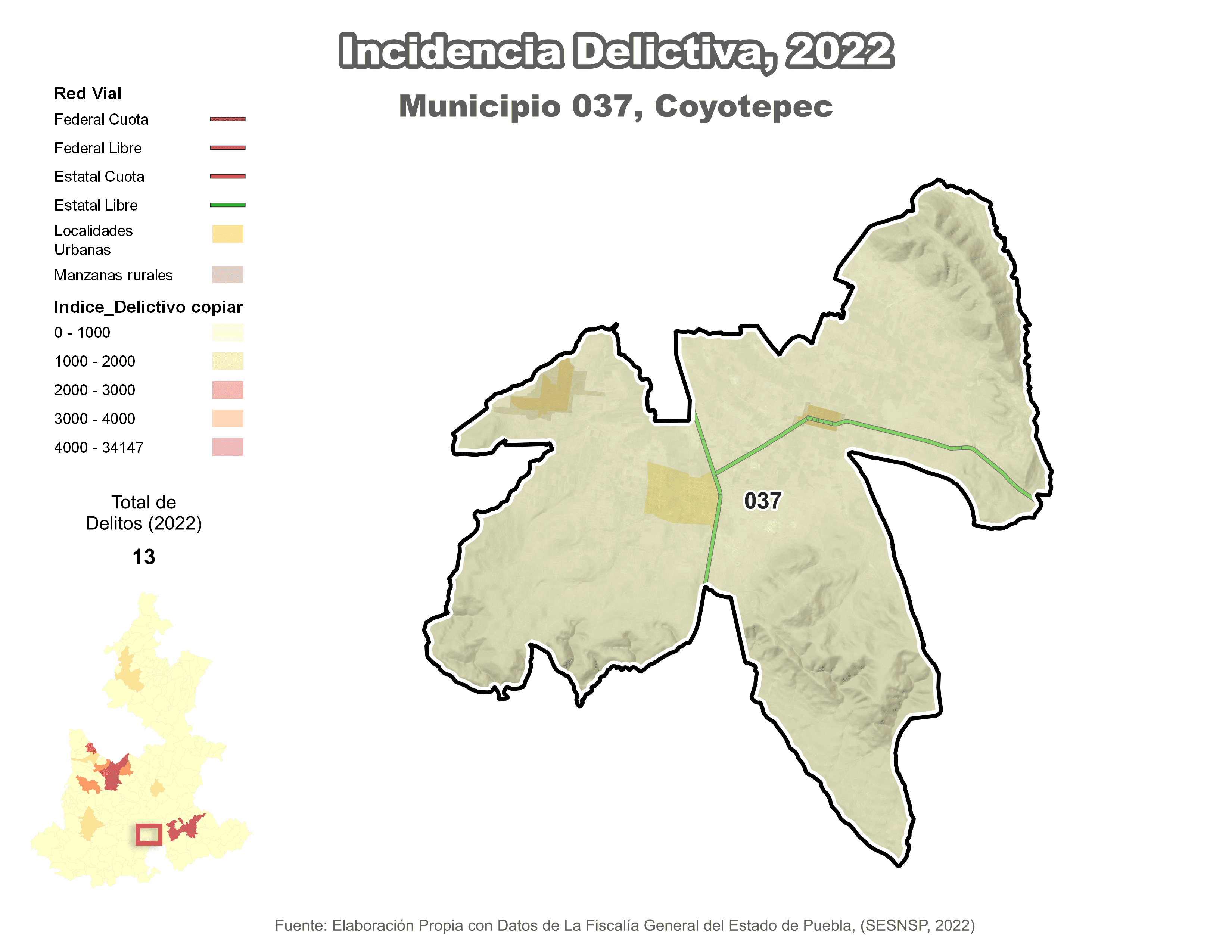 Biblioteca de Mapas - Incidencia delictiva en municipio de Coyotepec