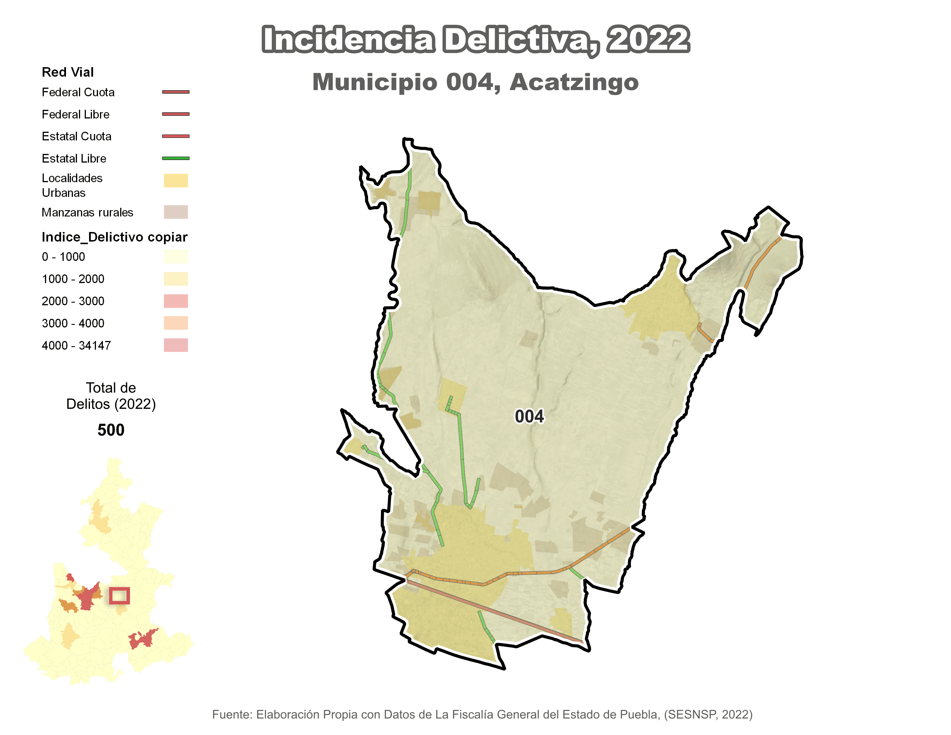 Biblioteca de Mapas - Incidencia delictiva en municipio de Acatzingo