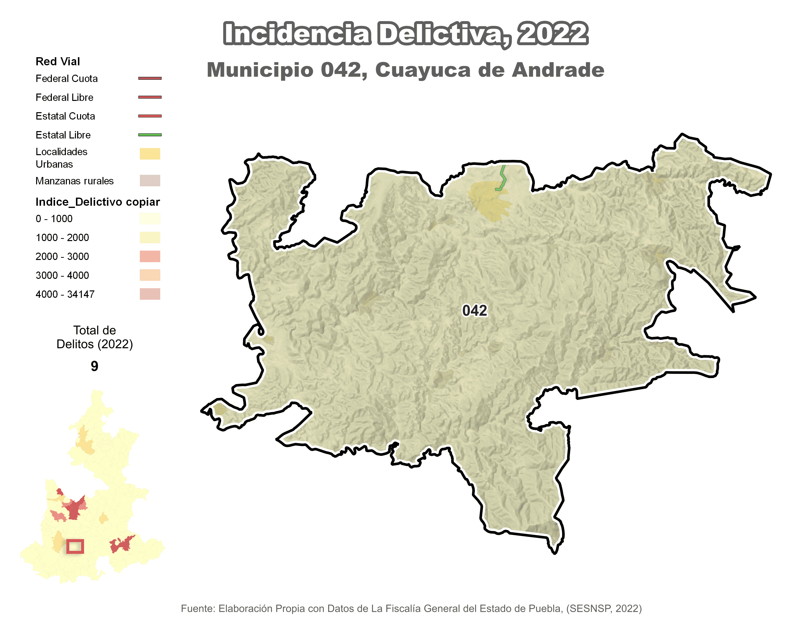 Biblioteca de Mapas - Incidencia delictiva en municipio de Cuayuca de Andrade