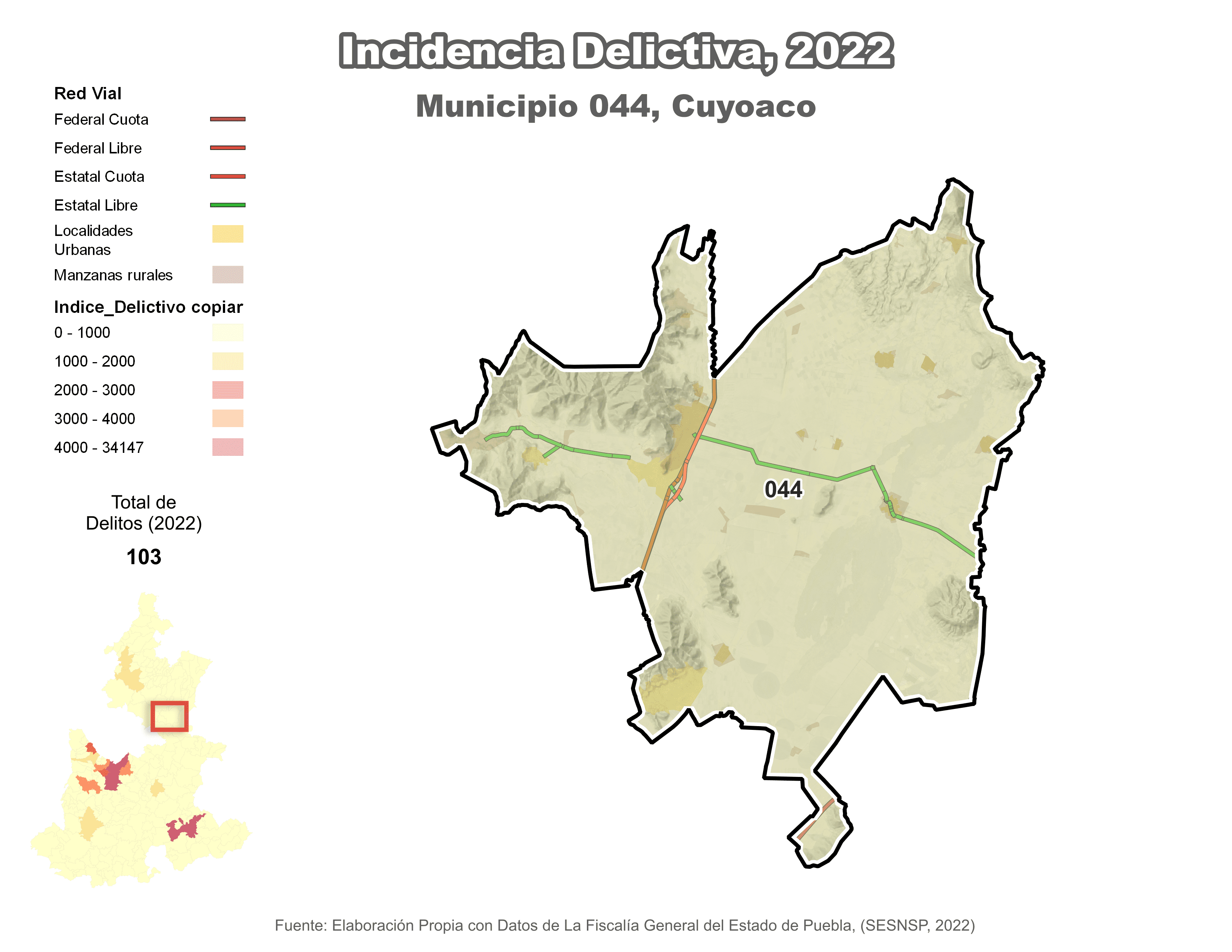 Biblioteca de Mapas - Incidencia delictiva en municipio de Cuyoaco