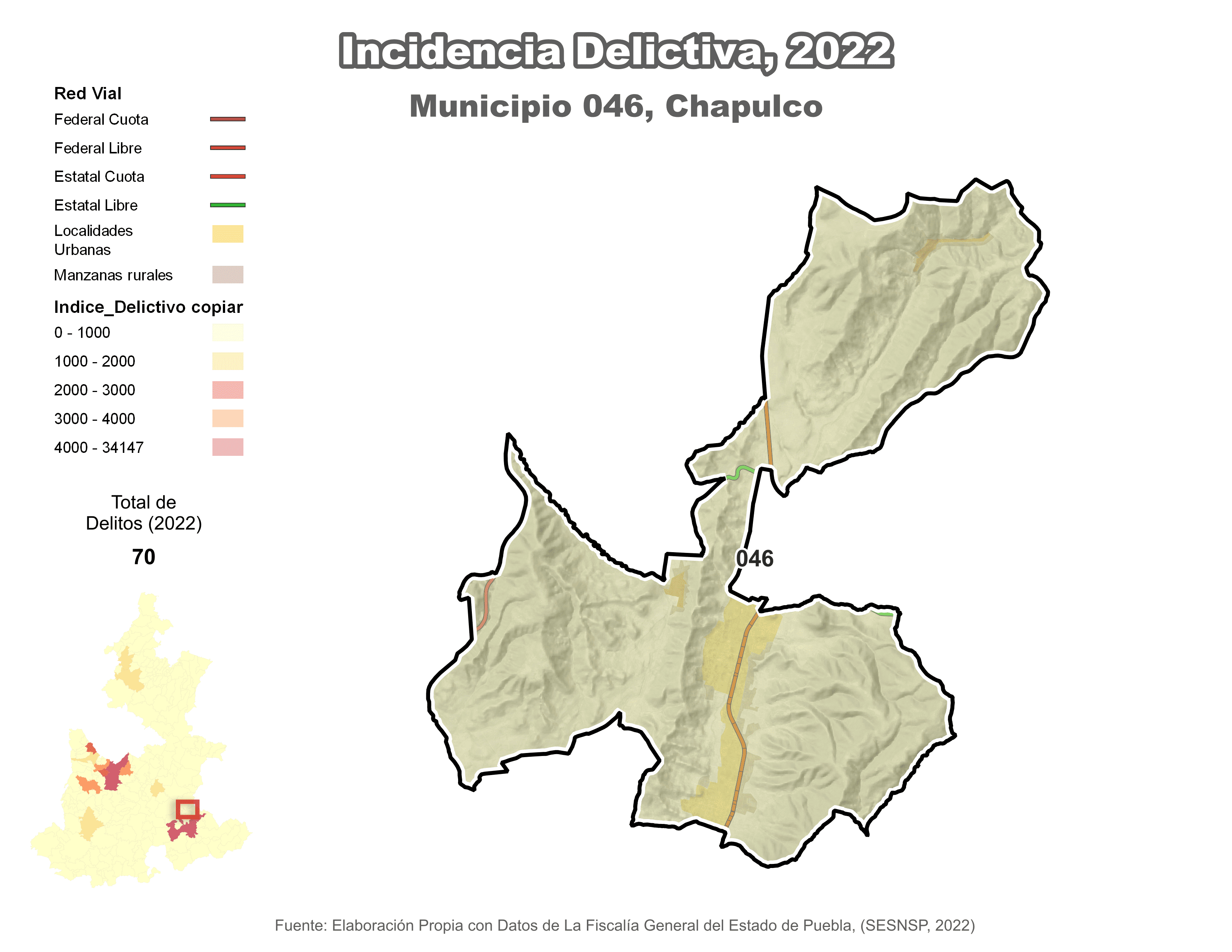 Biblioteca de Mapas - Incidencia delictiva en municipio de Chapulco