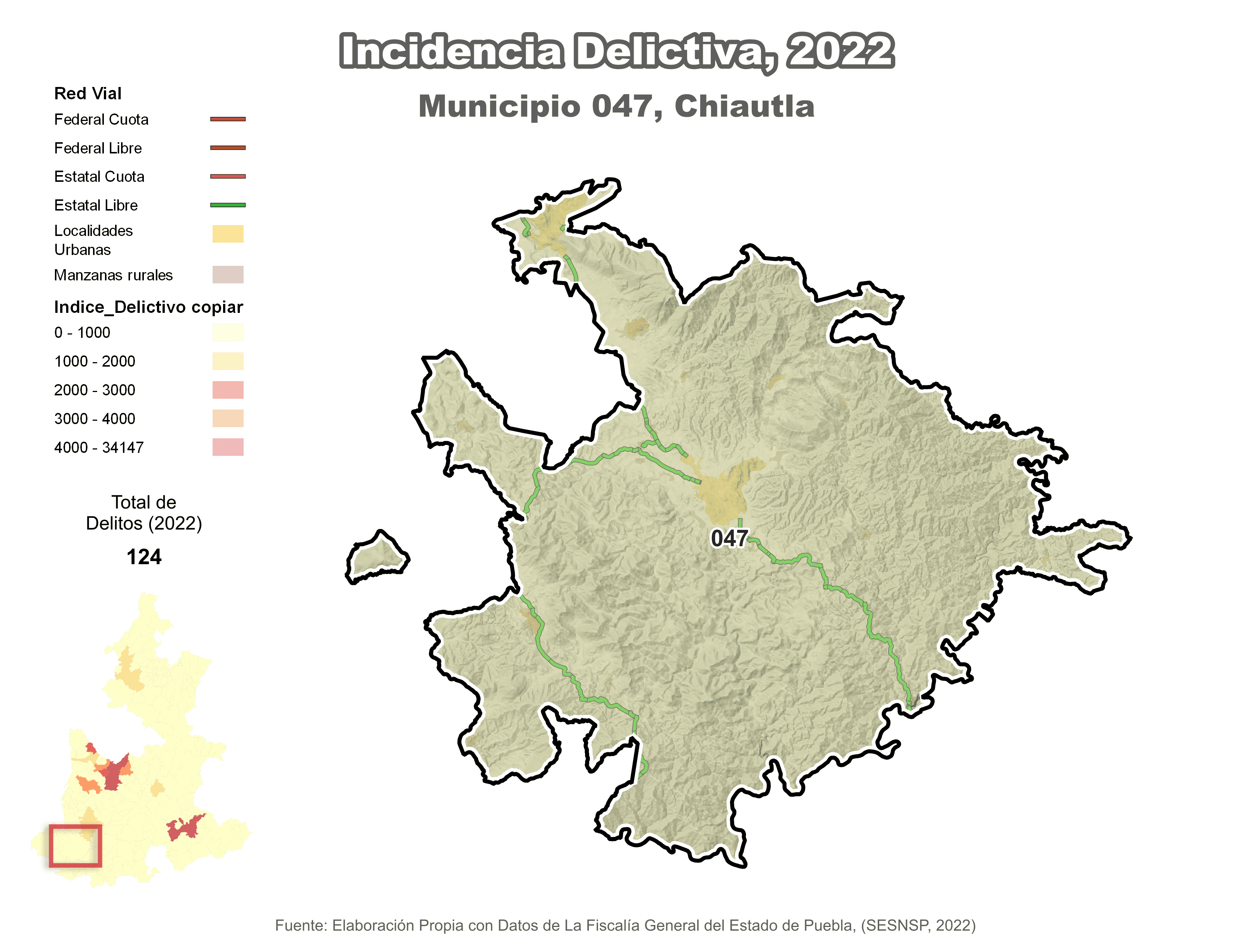 Biblioteca de Mapas - Incidencia delictiva en municipio de Chiautla