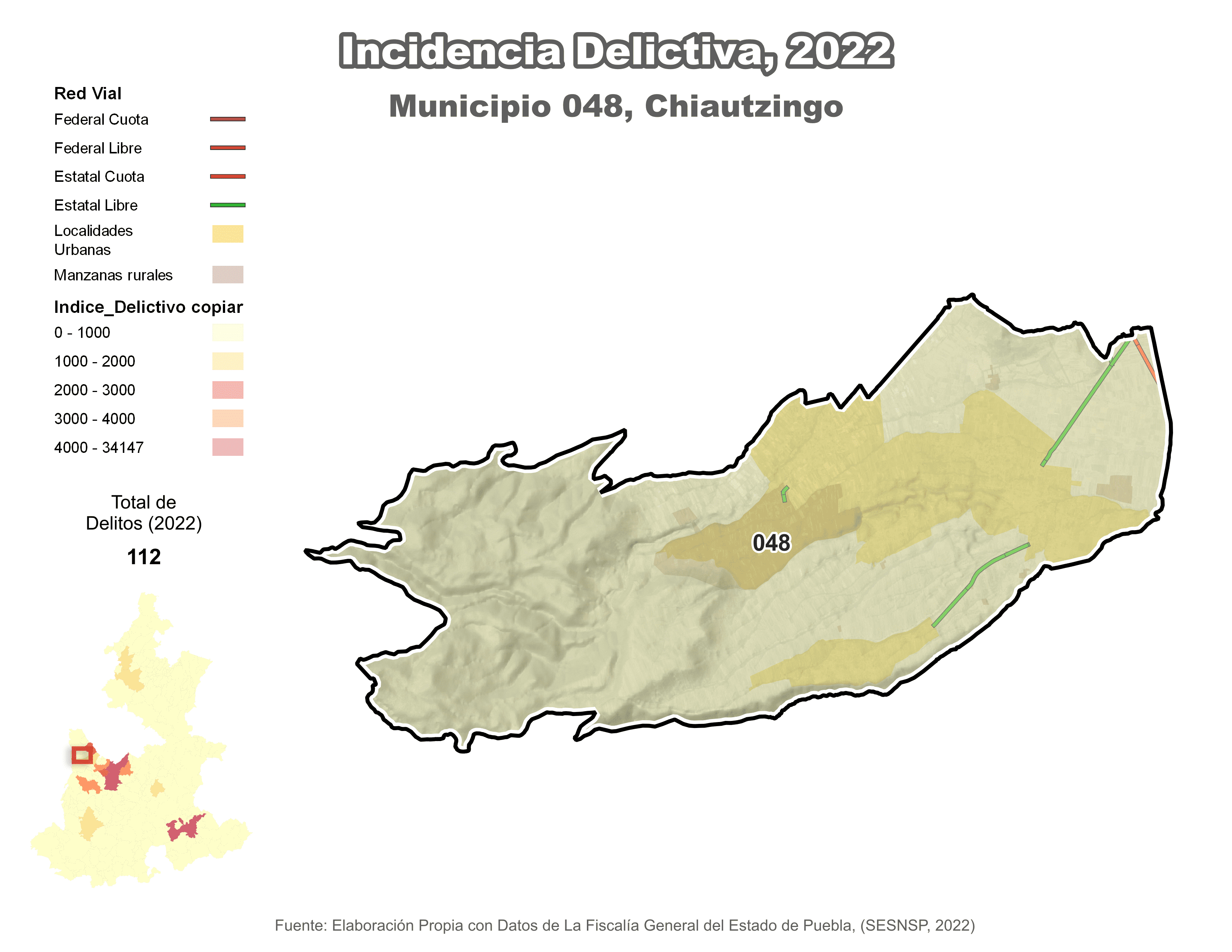 Biblioteca de Mapas - Incidencia delictiva en municipio de Chiautzingo